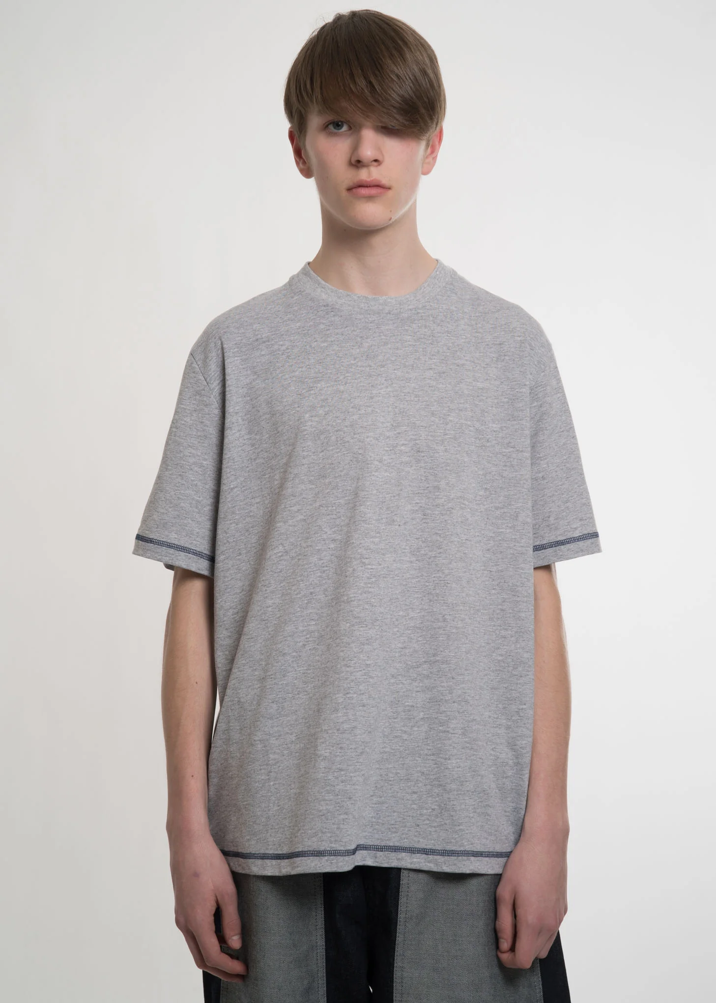 Grey Contrast Stitching T-Shirt