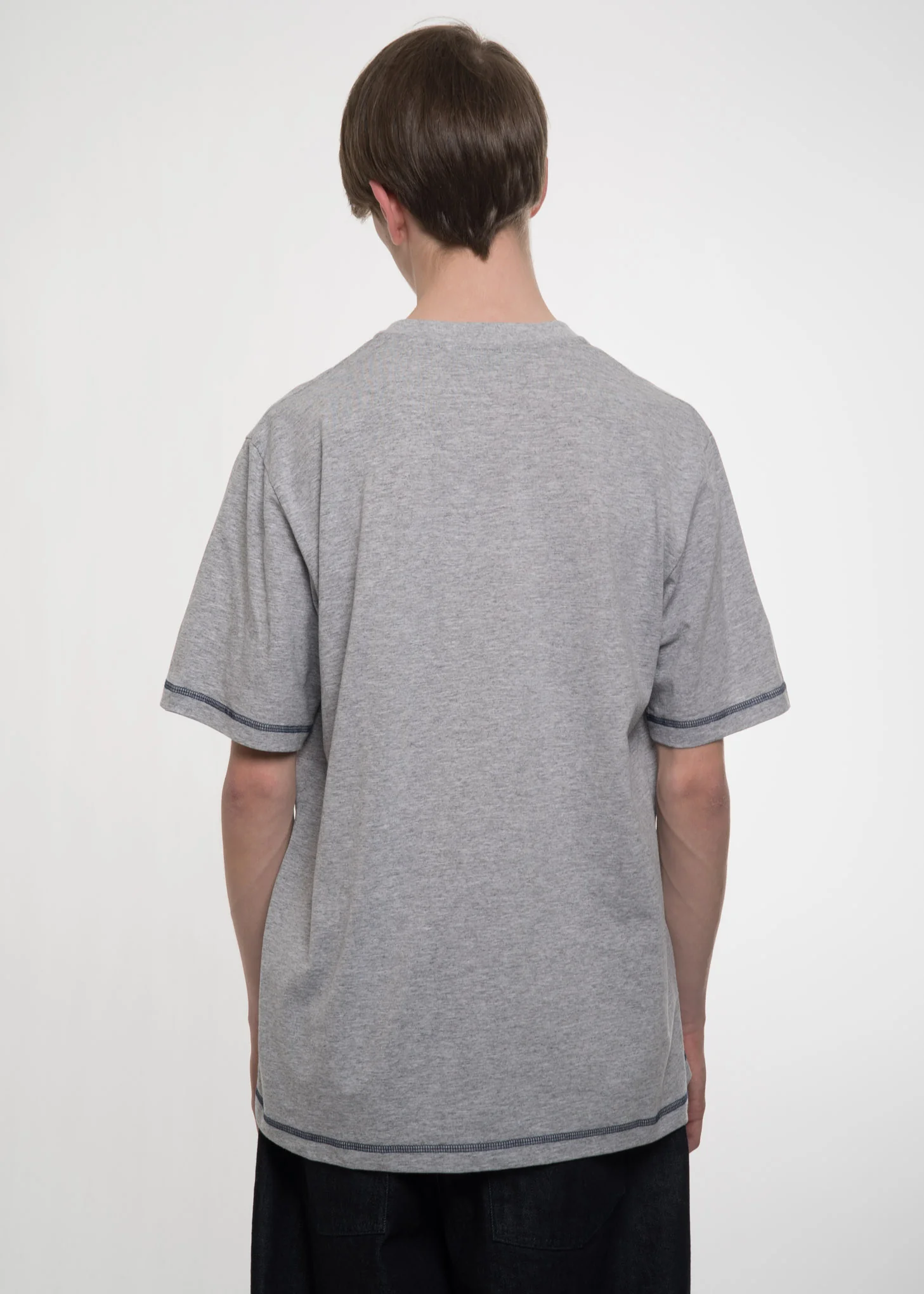 Grey Contrast Stitching T-Shirt - Image 2