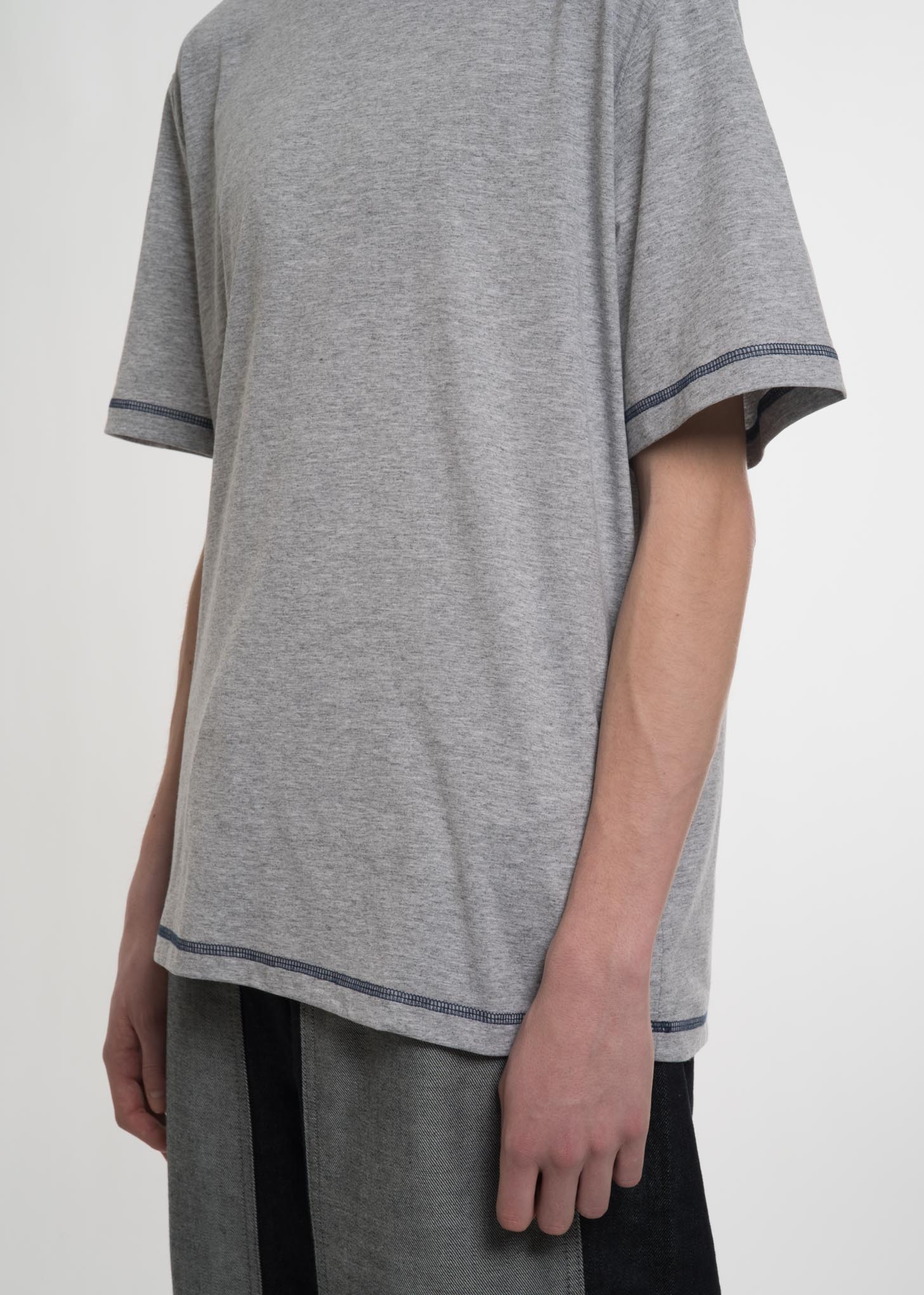 Grey Contrast Stitching T-Shirt - Image 3