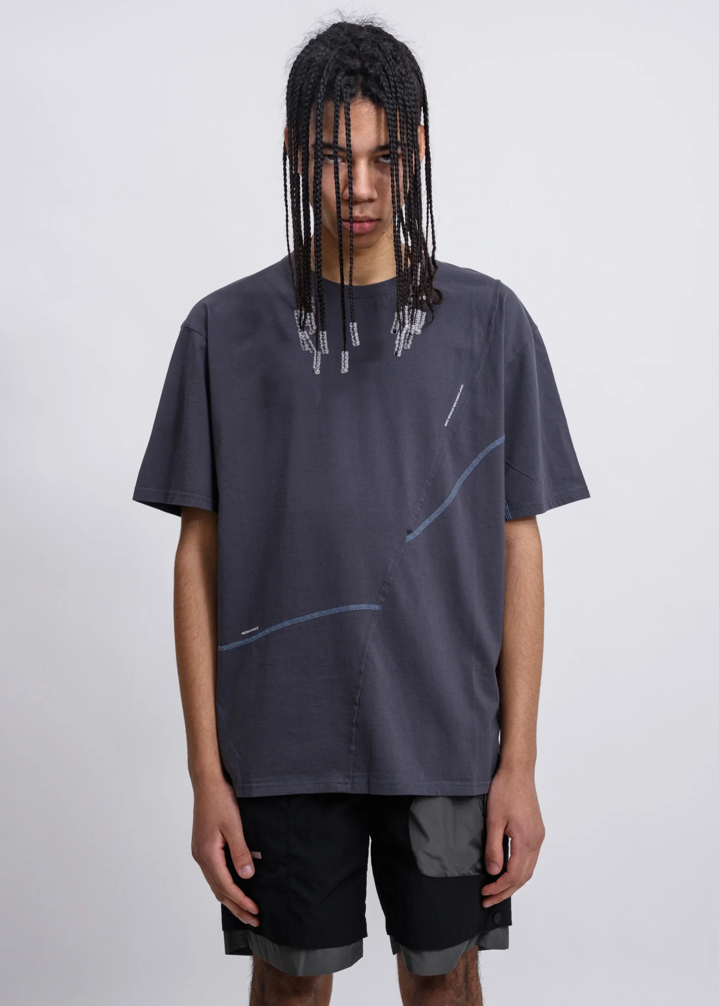 Grey Crooked Panelled T-Shirt