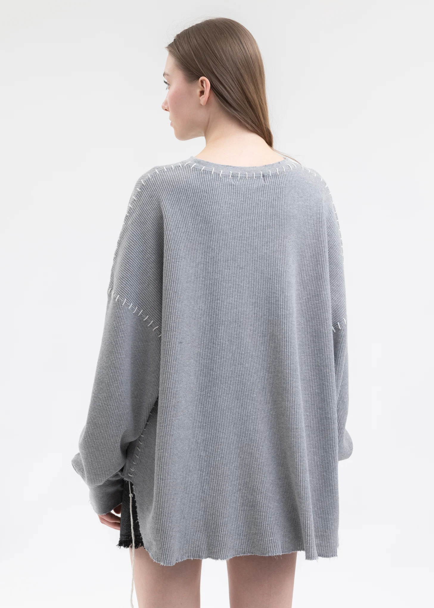 Grey DAMAGE WAFFLE CUT LONG SLEEVES - Image 2