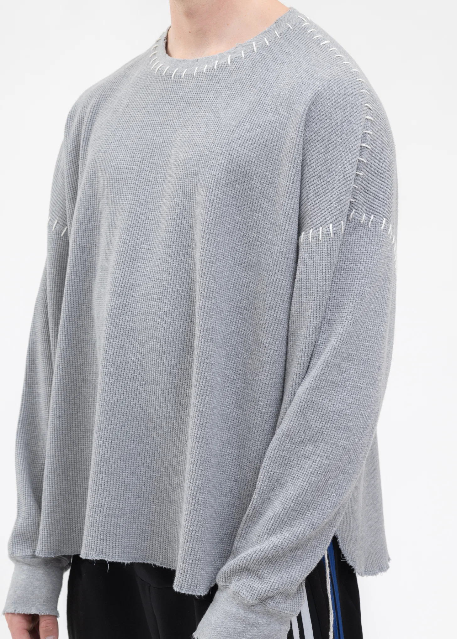 Grey DAMAGE WAFFLE CUT LONG SLEEVES - Image 3