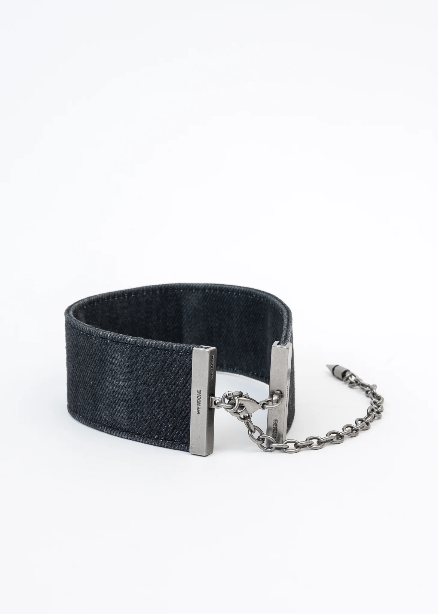 GREY DENIM LOGO STUD SQUARE CHOKER - Image 5