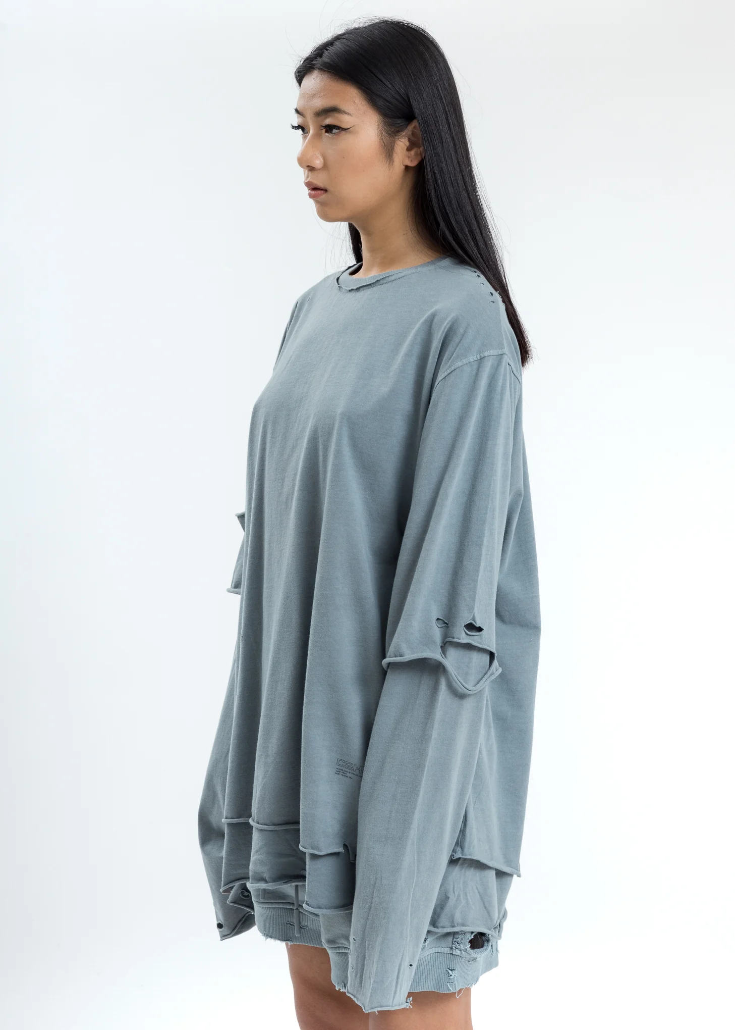 Grey Distressed Double Layer Long Sleeves - Image 3