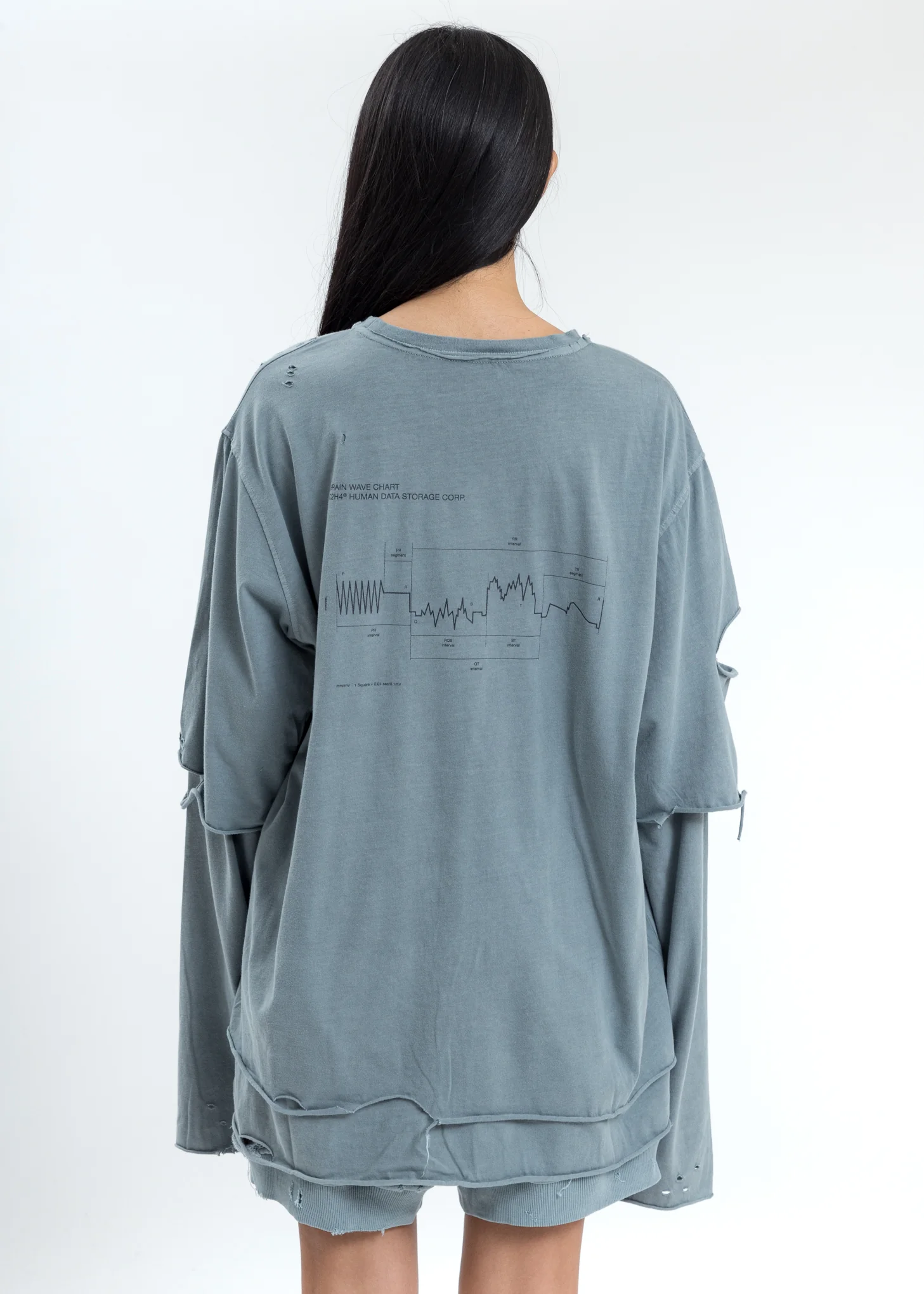 Grey Distressed Double Layer Long Sleeves - Image 4