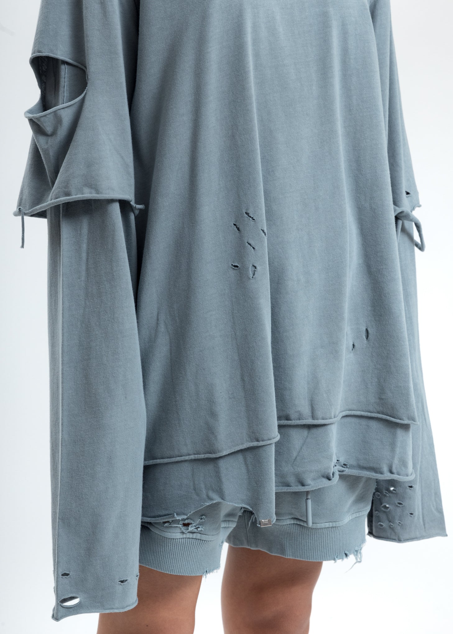 Grey Distressed Double Layer Long Sleeves - Image 5