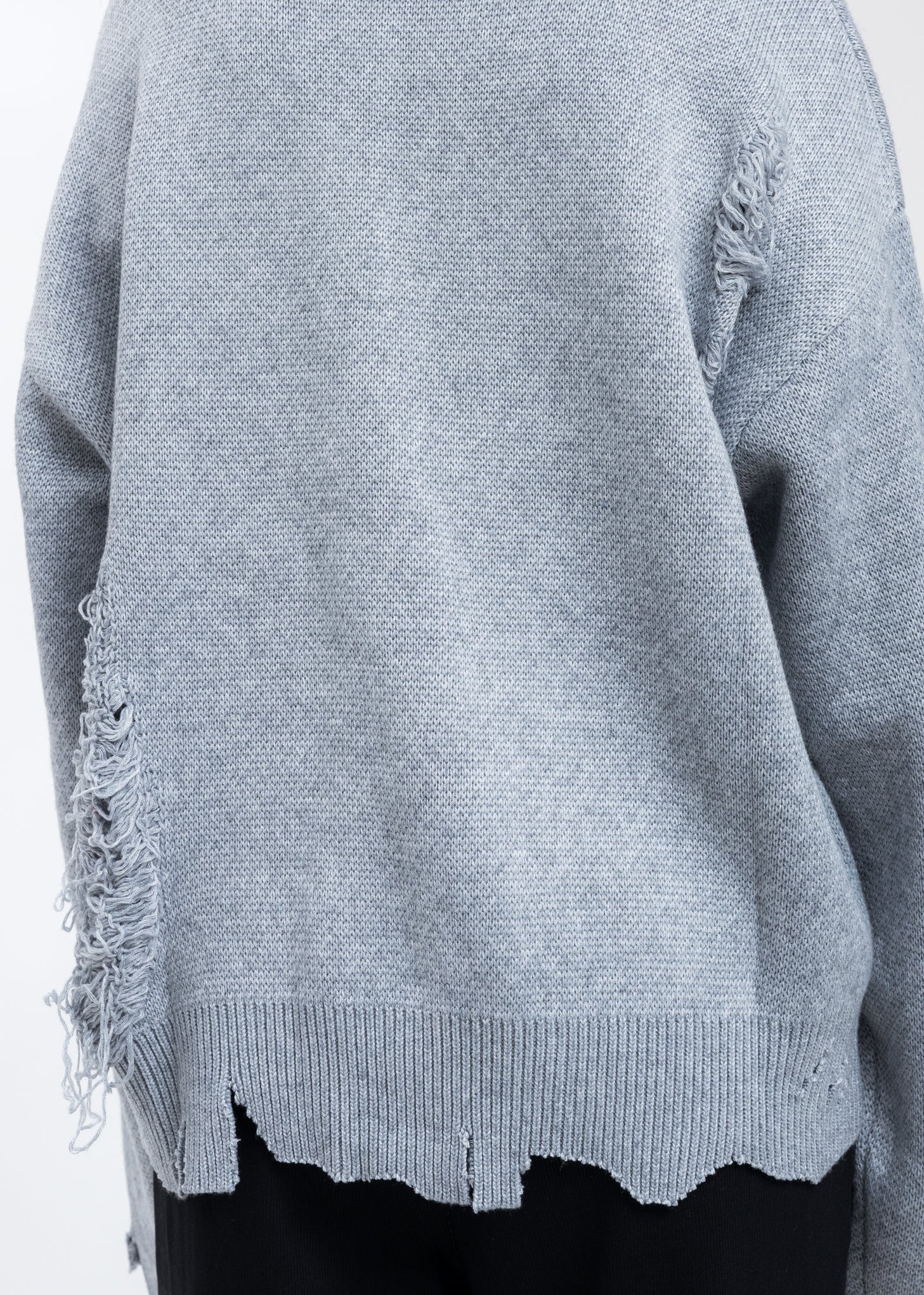 Grey Distressed Knit Layered Sweater - Image 5