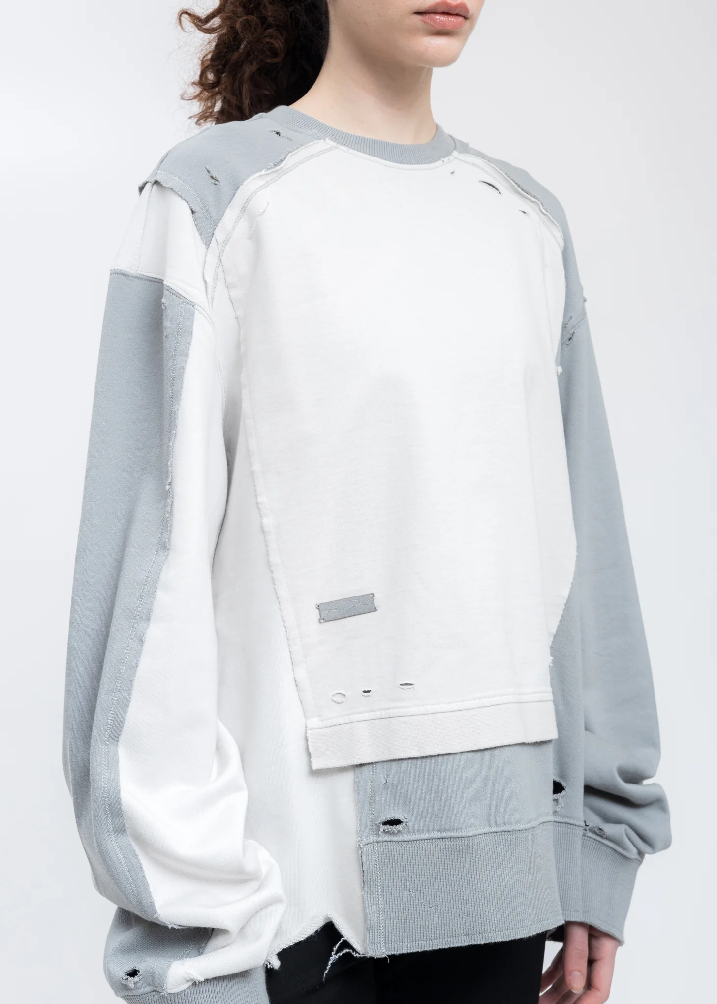 Grey Distressed Panelled Vagrant Crewneck - Image 4