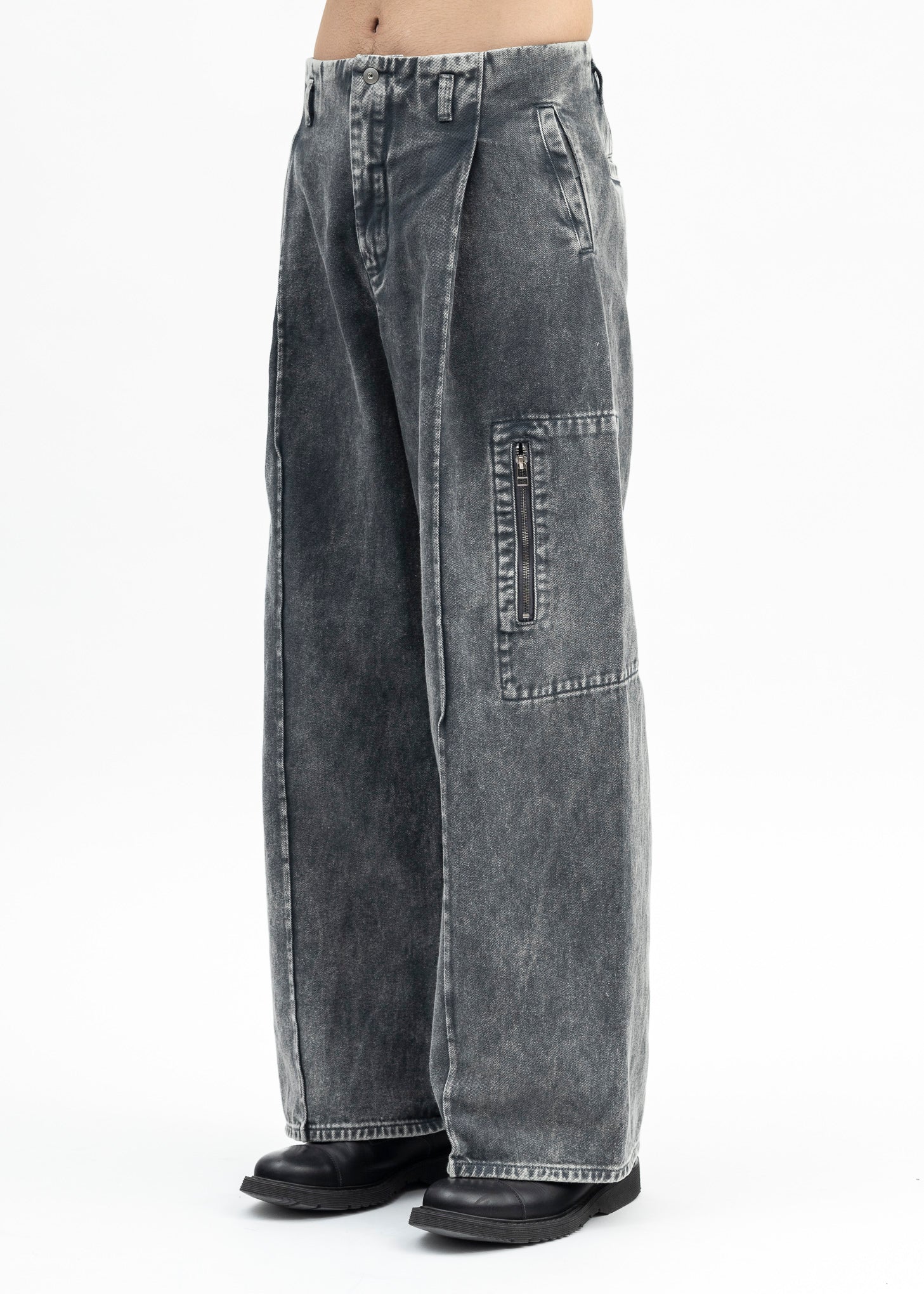 GREY DYED DENIM OCTET 2D CARGO TROUSERS - Image 2