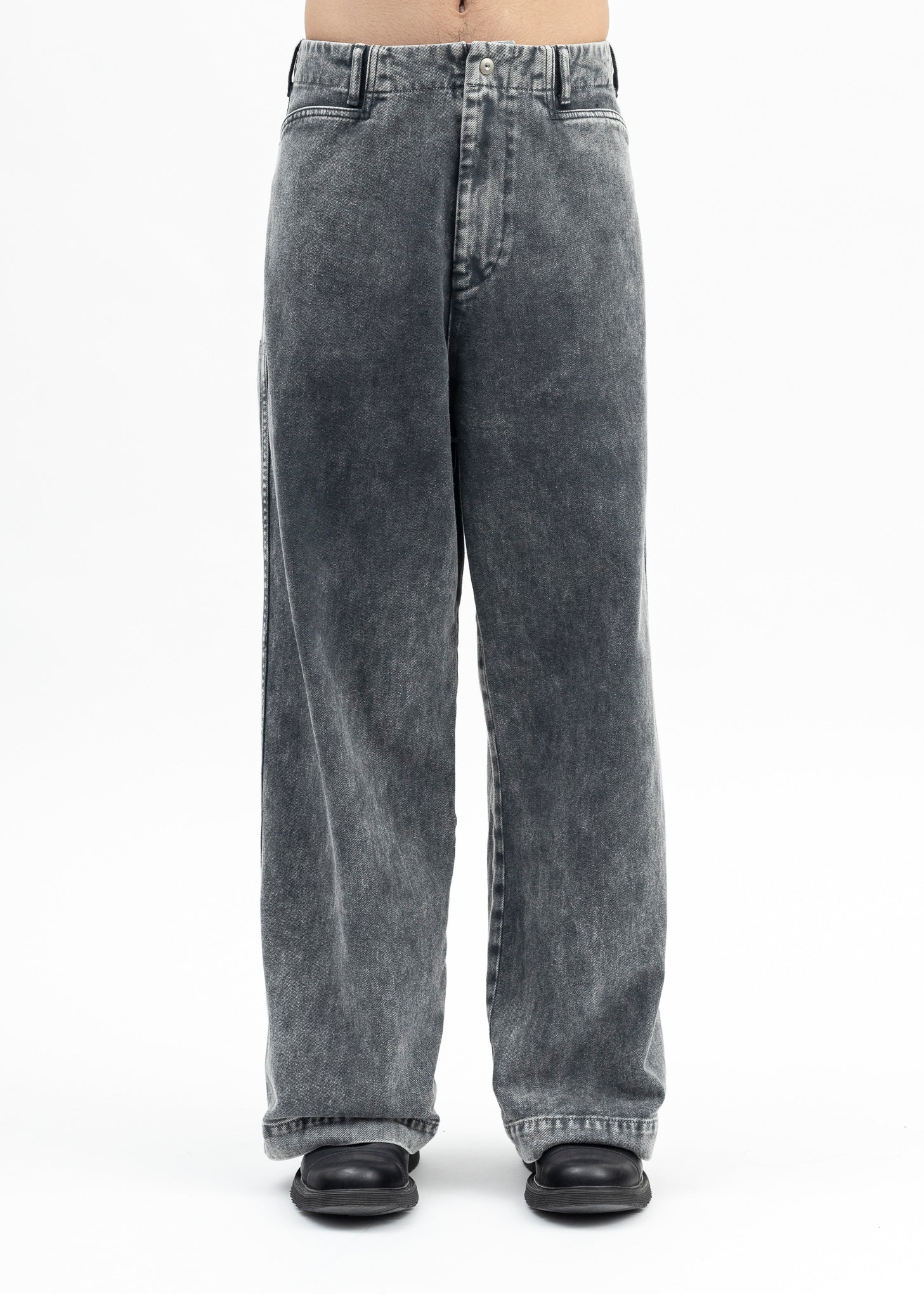 GREY DYED DENIM TROTTI BAGGY TROUSERS