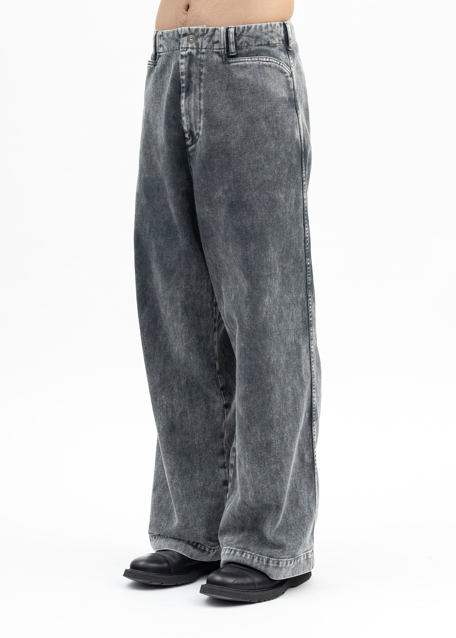 GREY DYED DENIM TROTTI BAGGY TROUSERS - Image 2