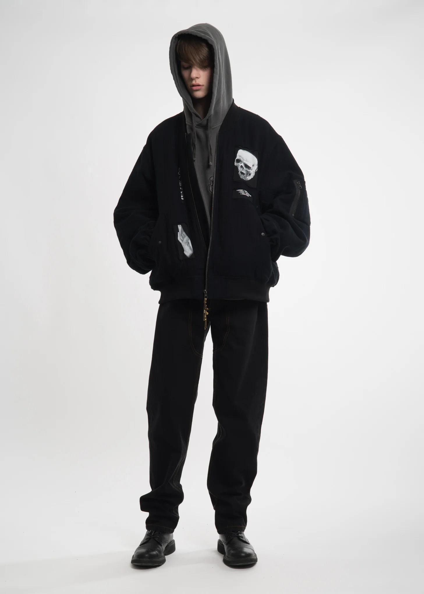 Grey Embroidered Hoodie - Image 6