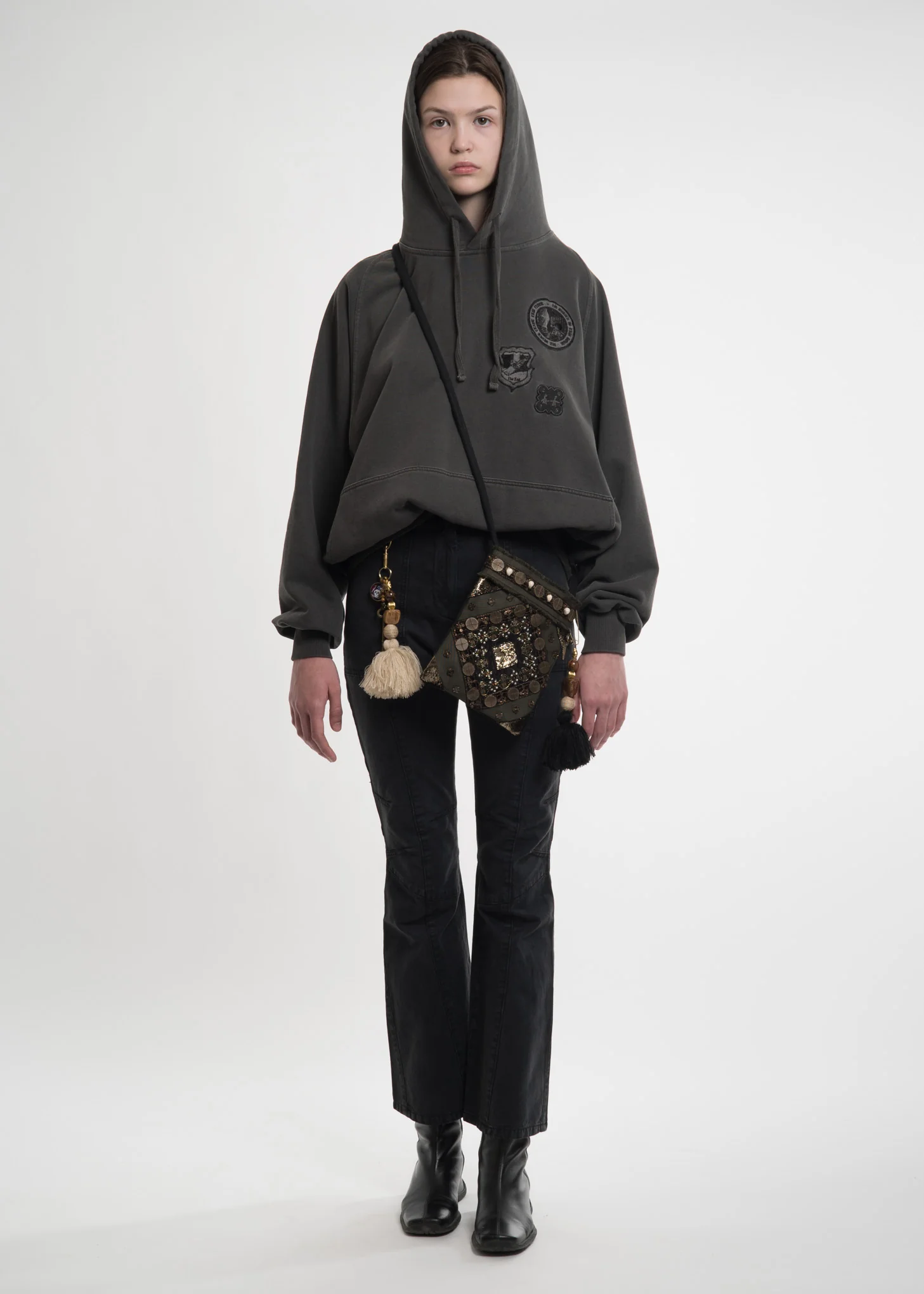 Grey Embroidered Hoodie - Image 2