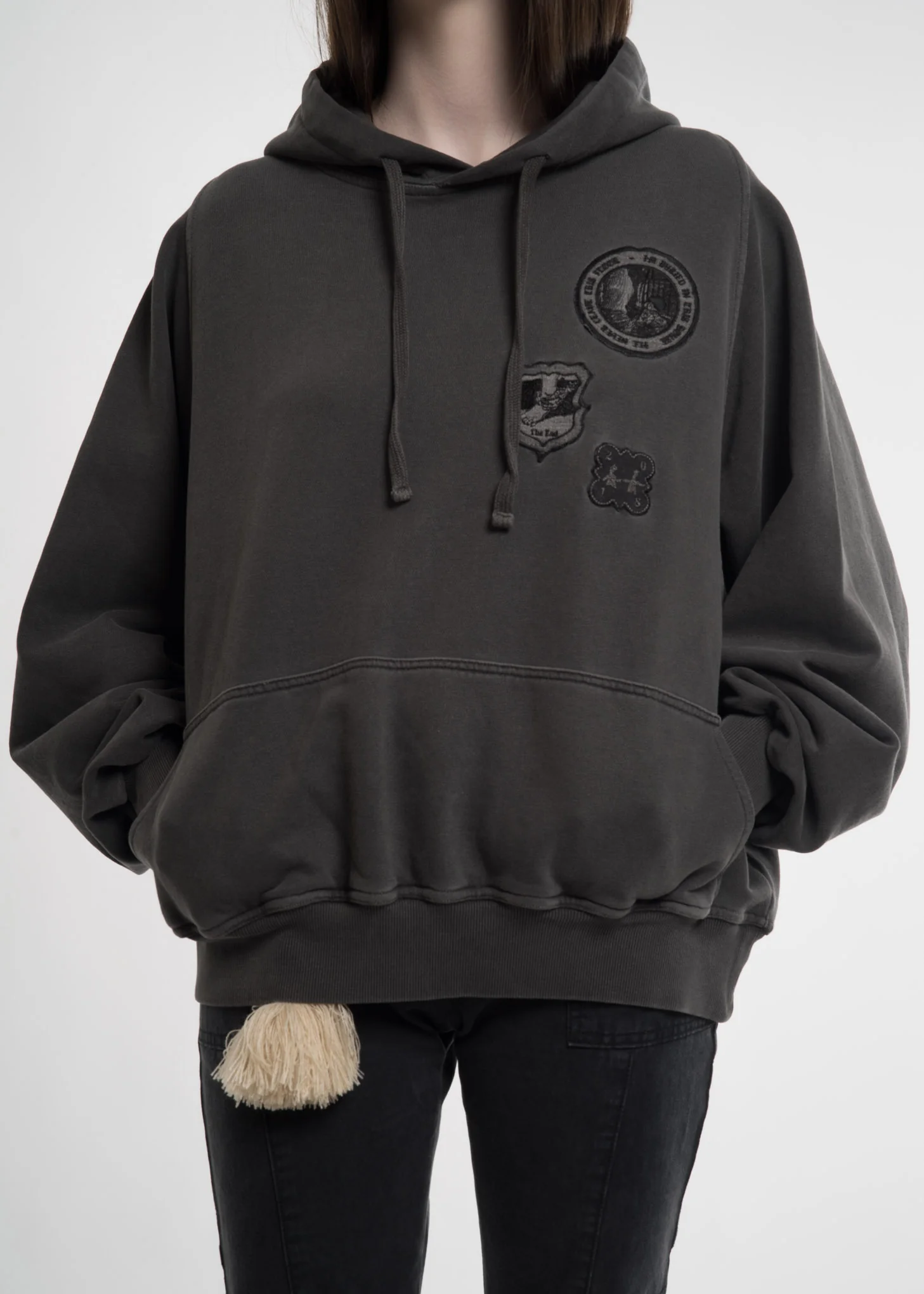 Grey Embroidered Hoodie - Image 5