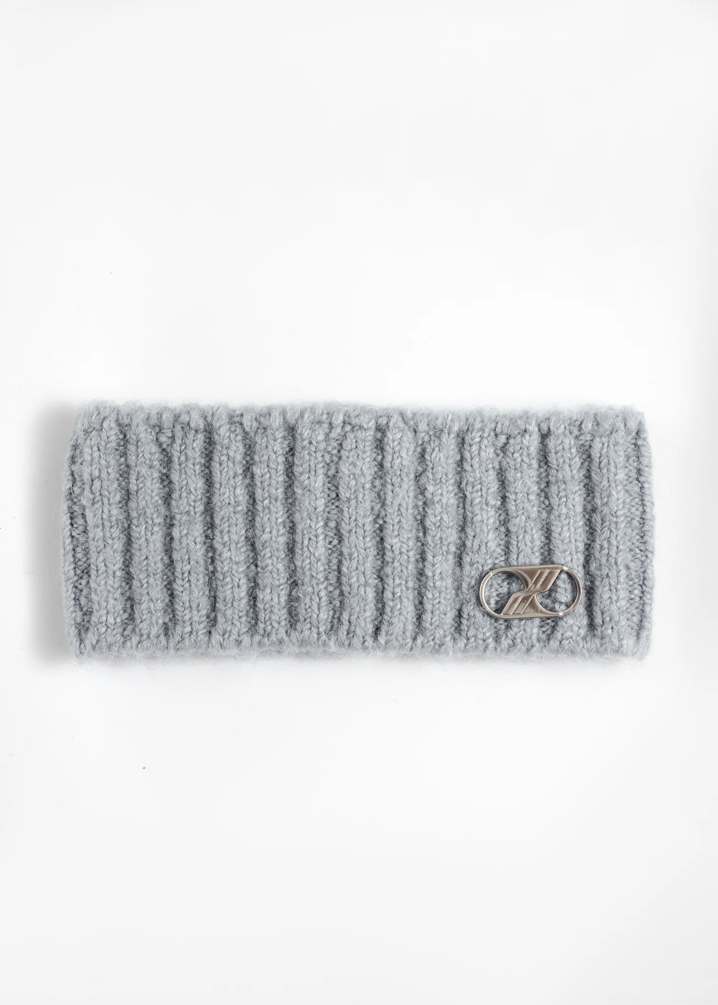 Grey Embroidered Metal Logo Hairband
