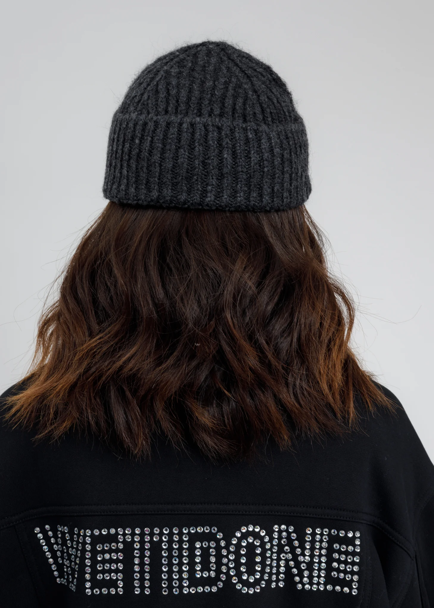 Grey Embroidered Metal Logo Short Beanie - Image 3