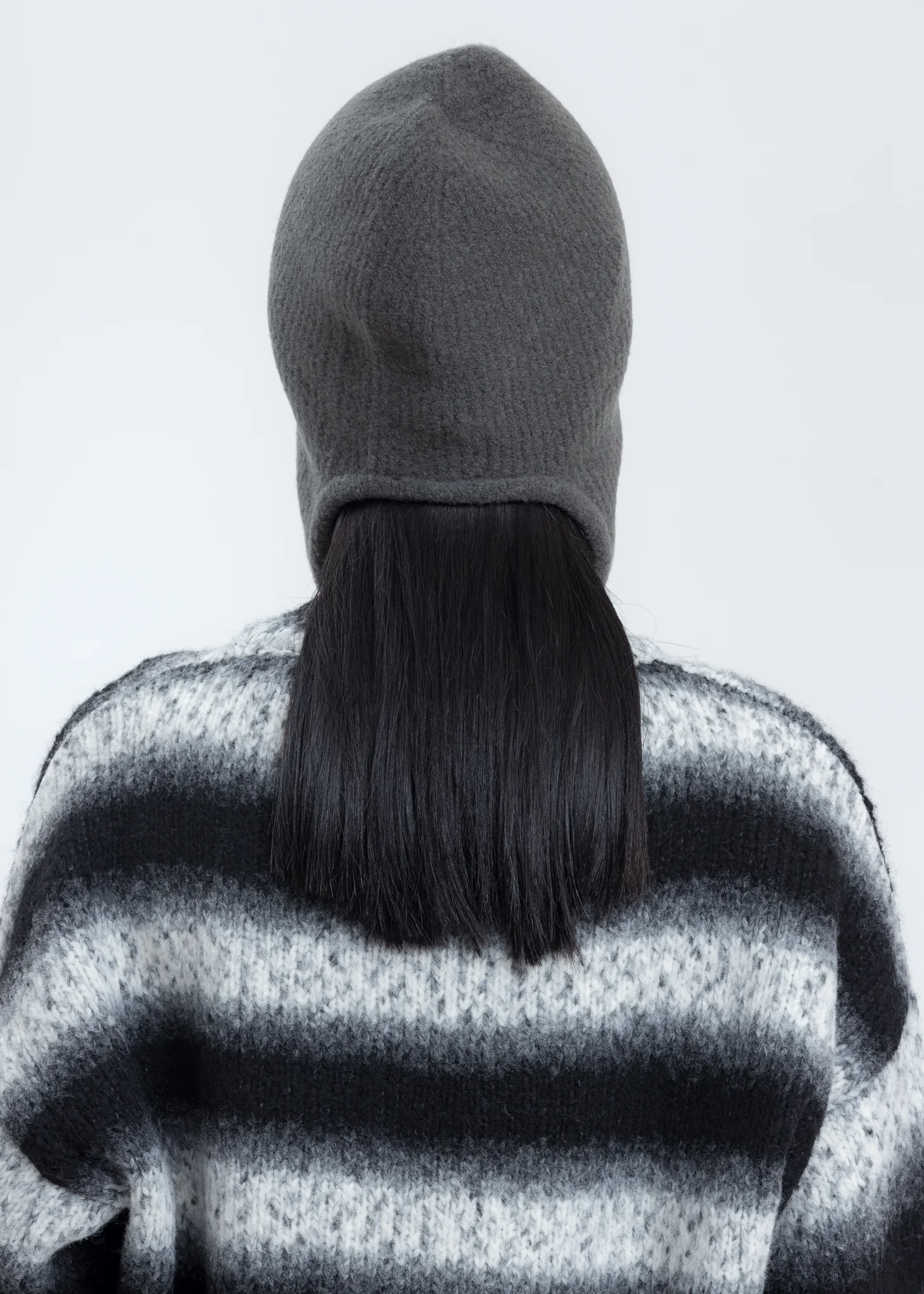 Grey Felted Knit Earflap Hat - Image 3
