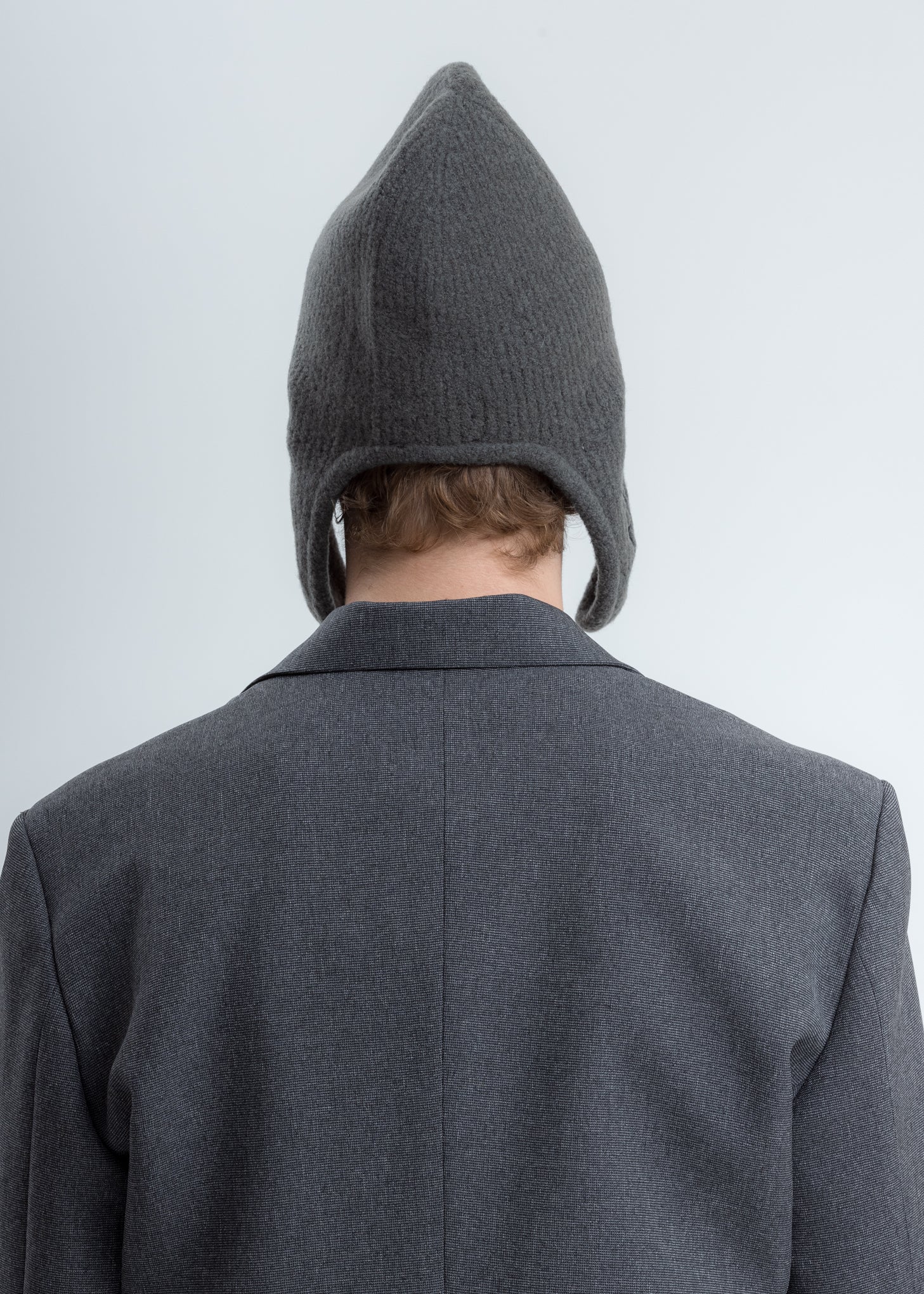 Grey Felted Knit Earflap Hat - Image 3