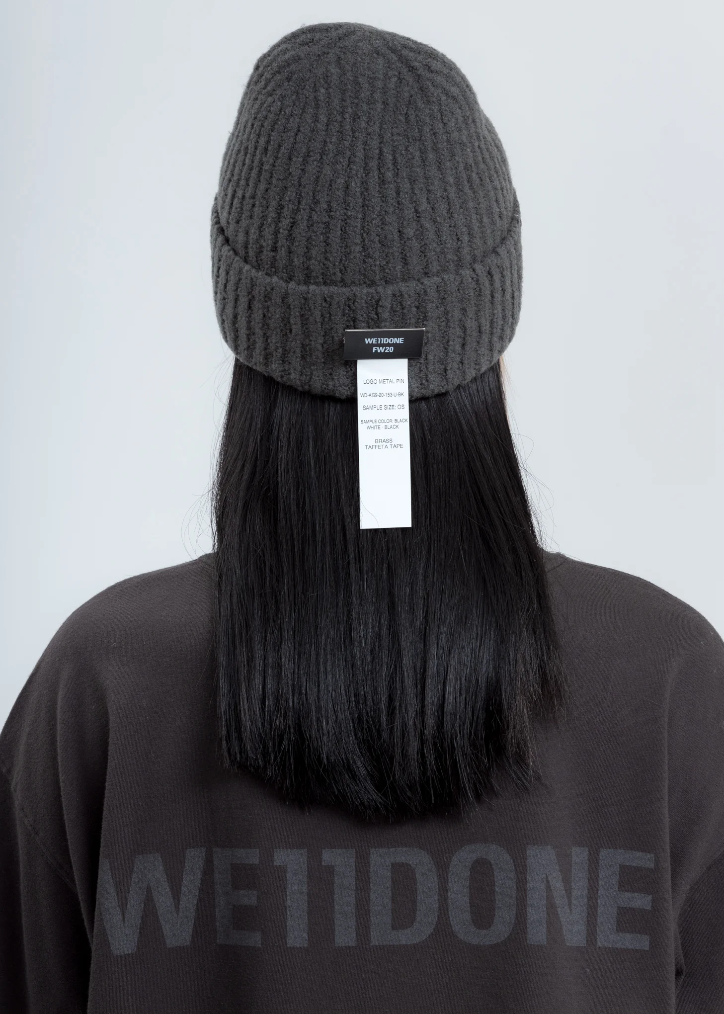 Grey Felted Knit Long Beanie W/Pin - Image 2