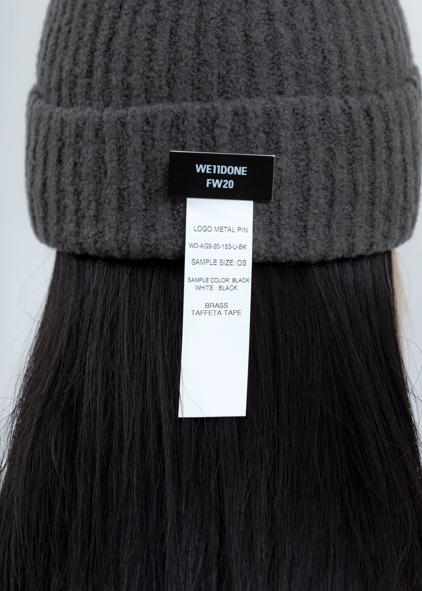 Grey Felted Knit Long Beanie W/Pin - Image 4