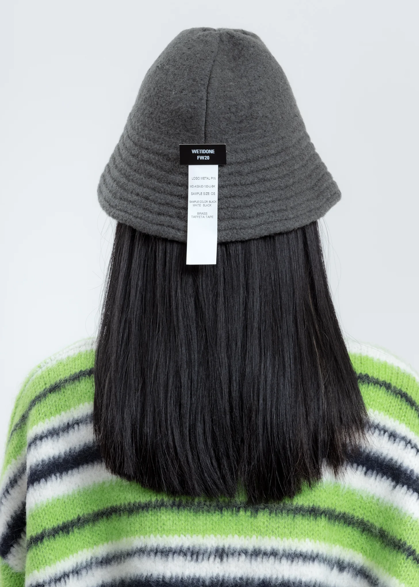 Grey Felted Knit Narrow Bucket Hat W/Pin - Image 2