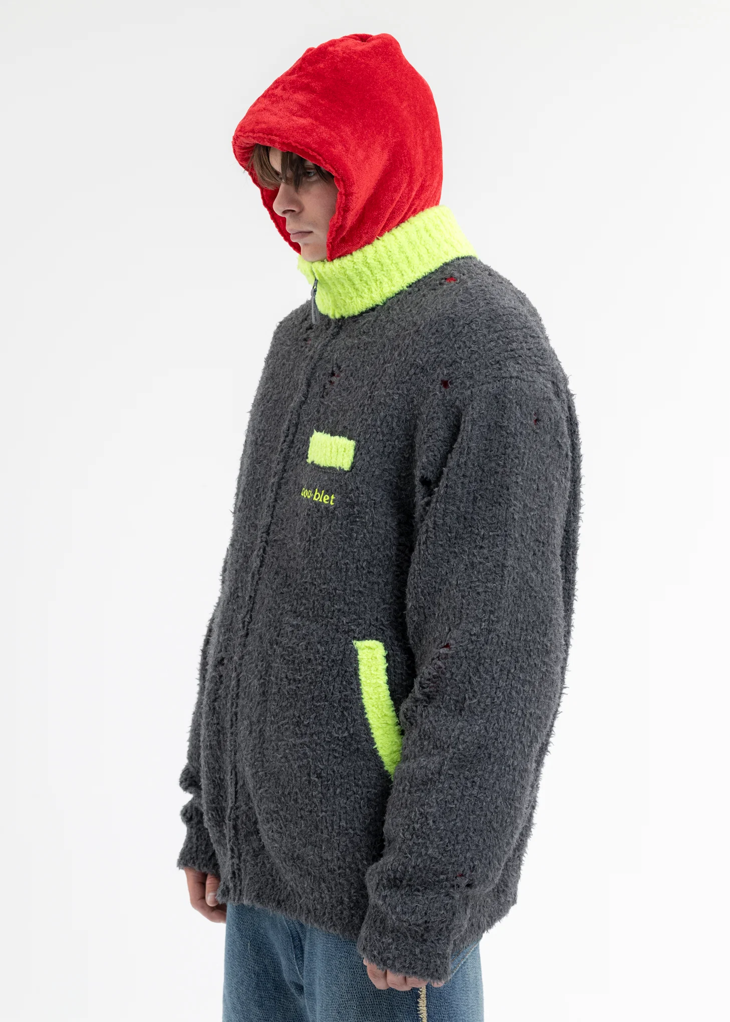 GREY FLEECE KNIT BLOUSON - Image 2