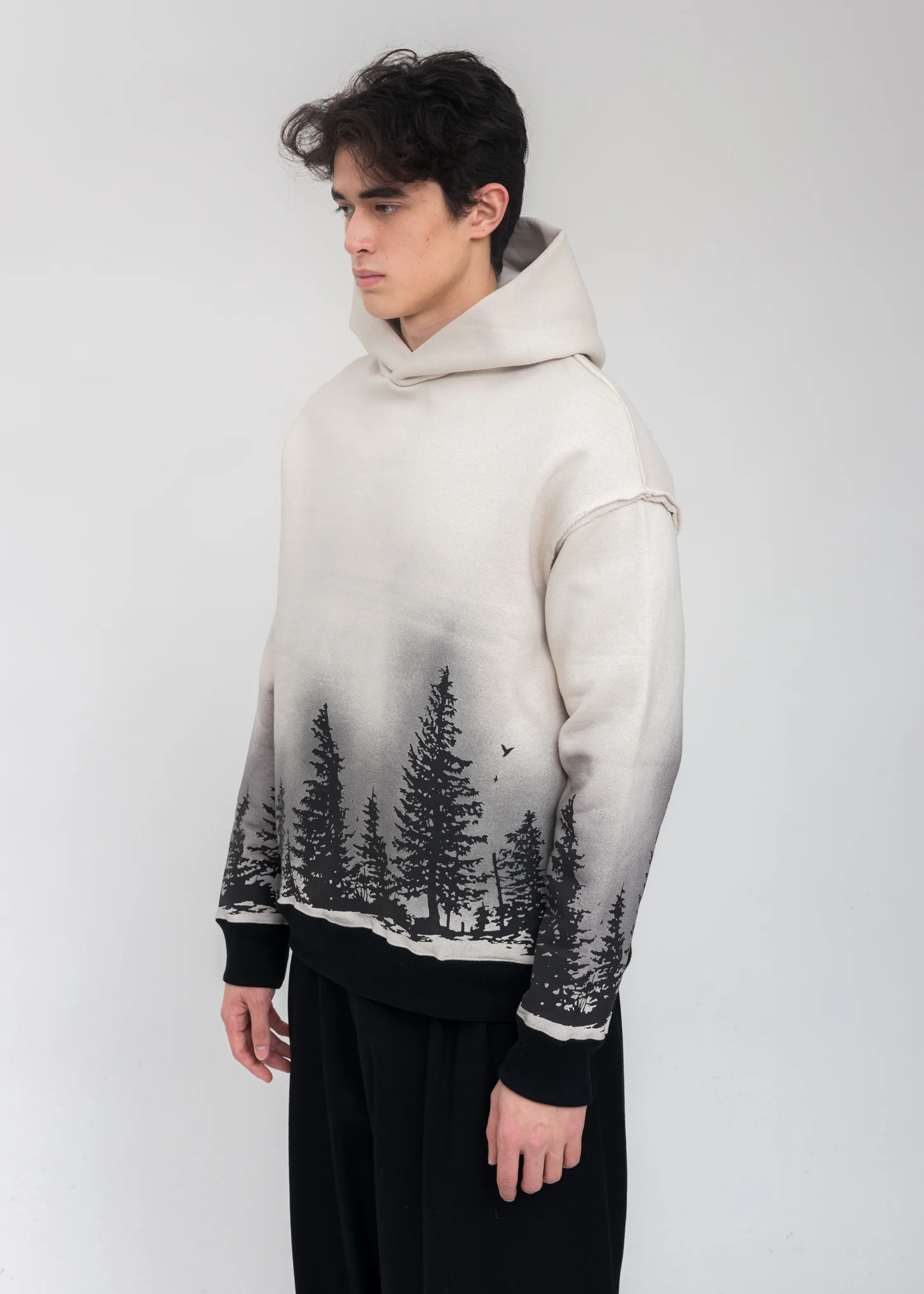 Grey Forest At Night Hoodie - Image 3