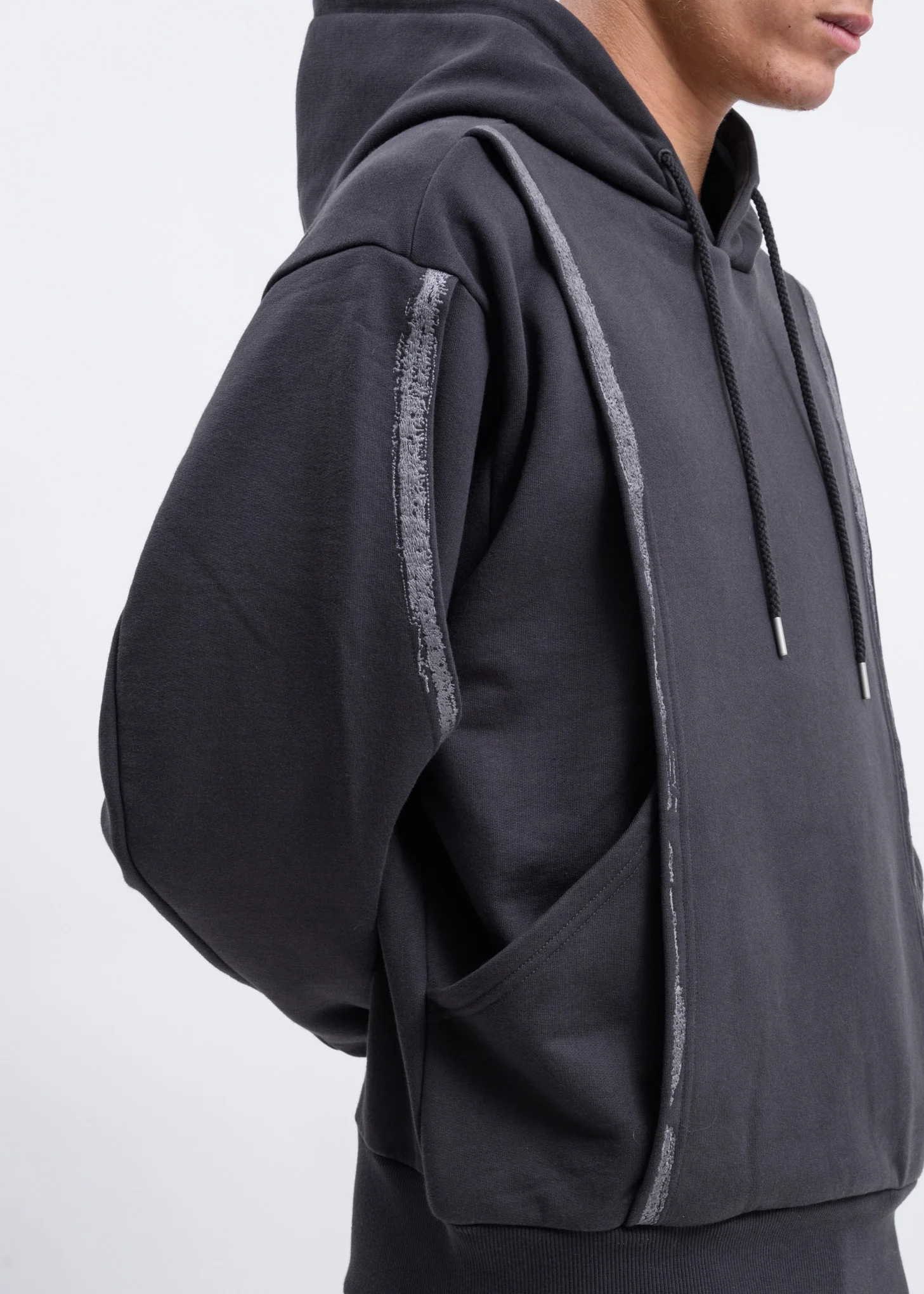 Grey Forged Iron Brush Layered Hoodie - Image 6