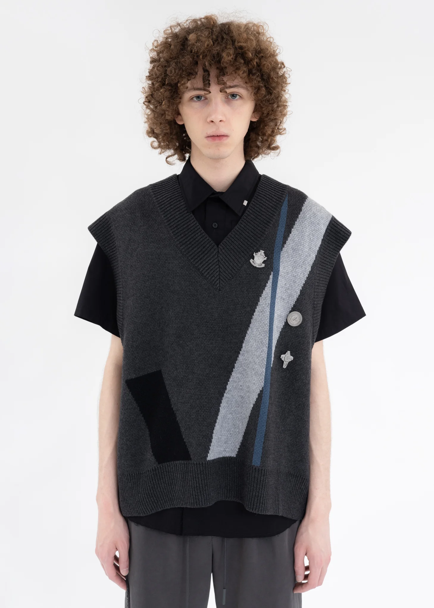 Grey Geometry Knit Vest