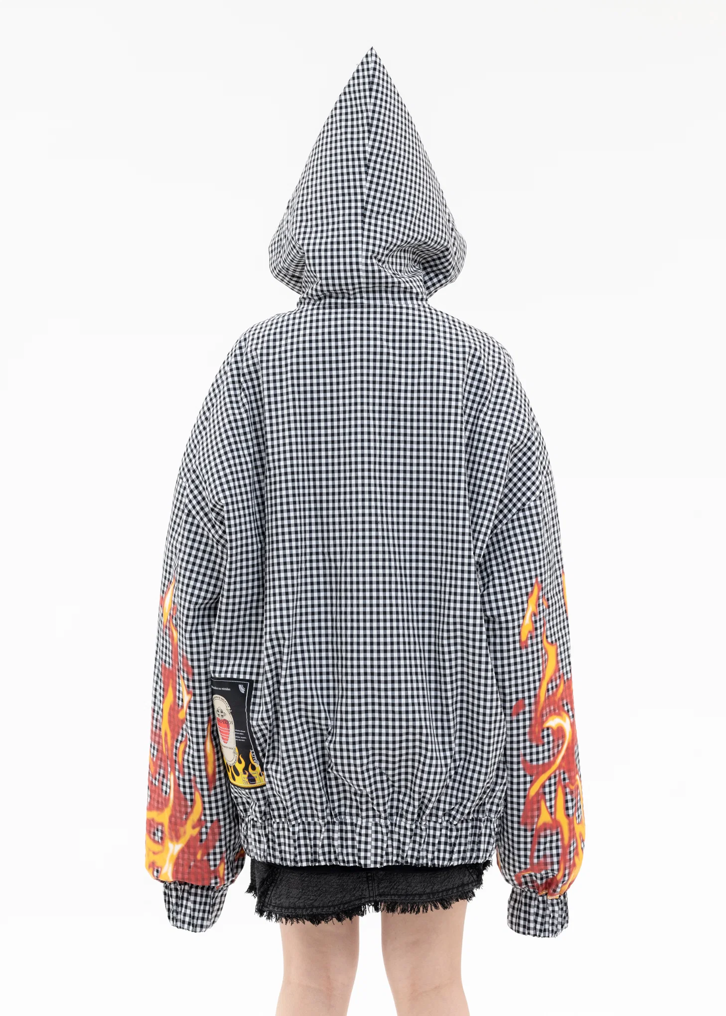 GREY GINGHAM ZIPUP HOODIE - Image 2