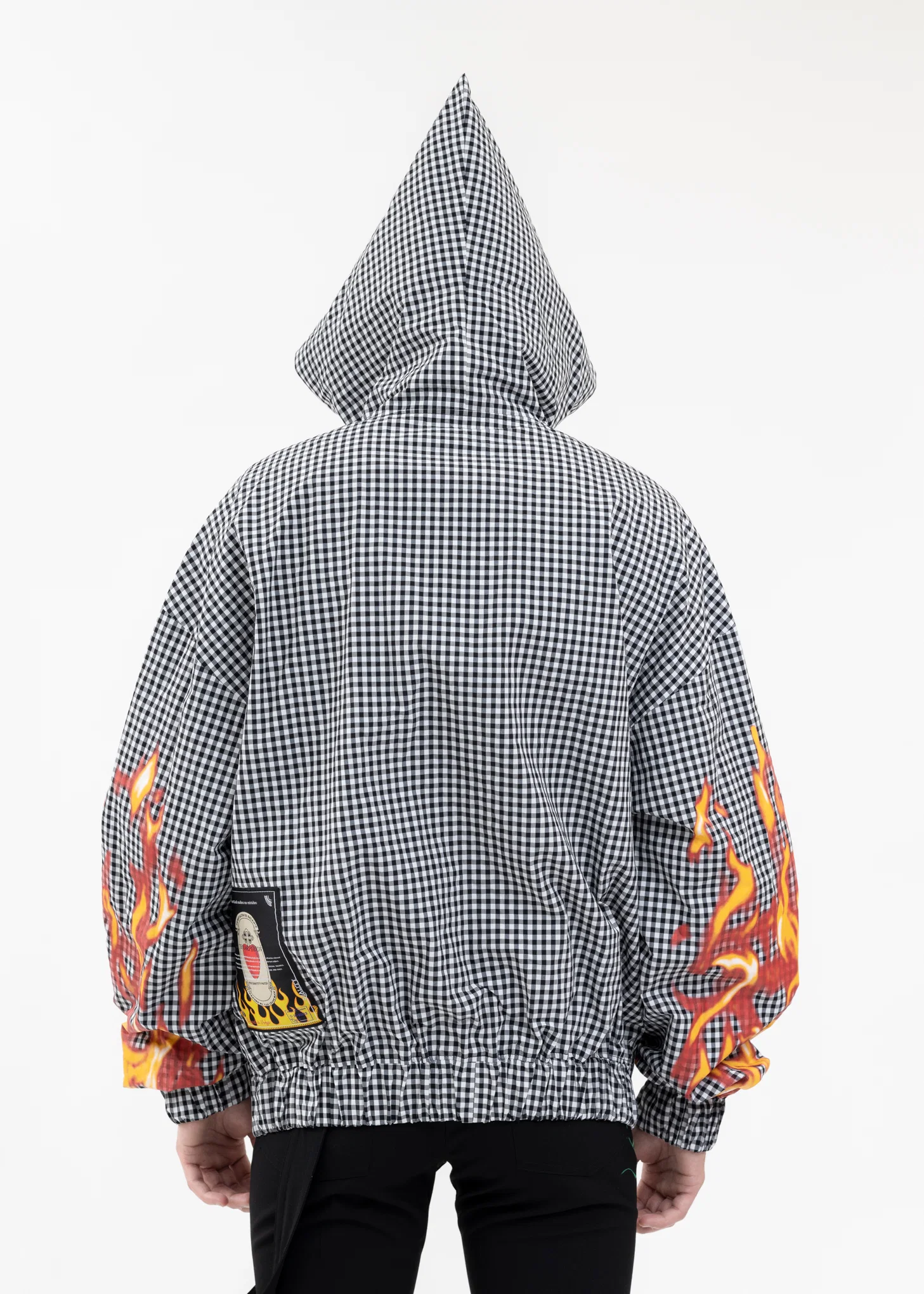 GREY GINGHAM ZIPUP HOODIE - Image 3
