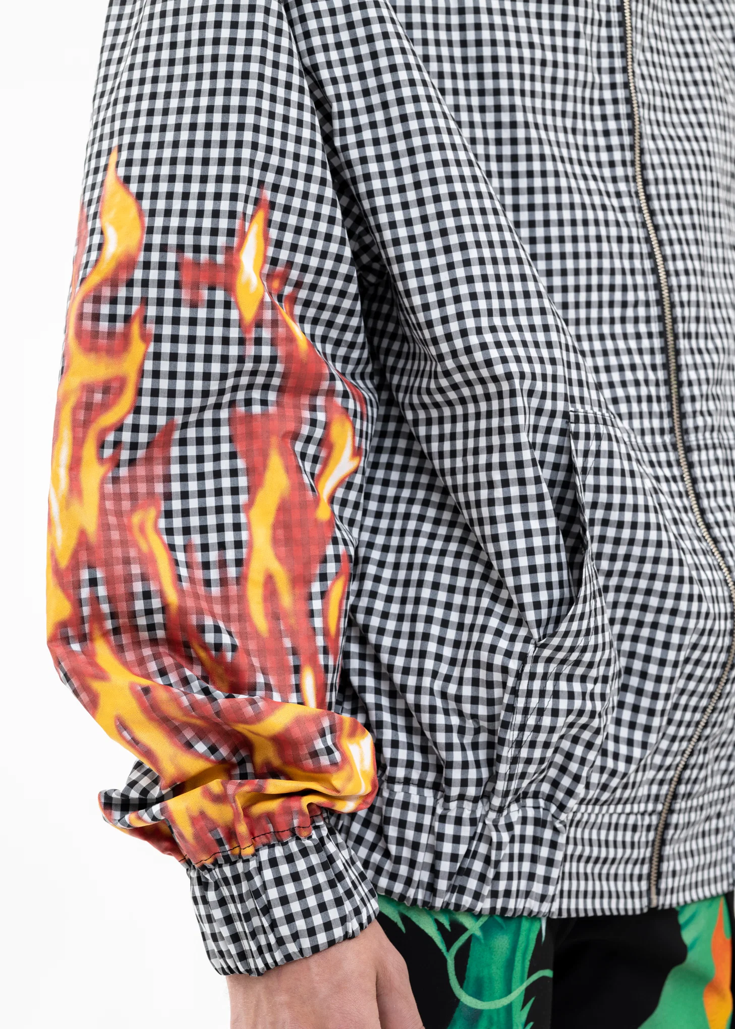 GREY GINGHAM ZIPUP HOODIE - Image 4