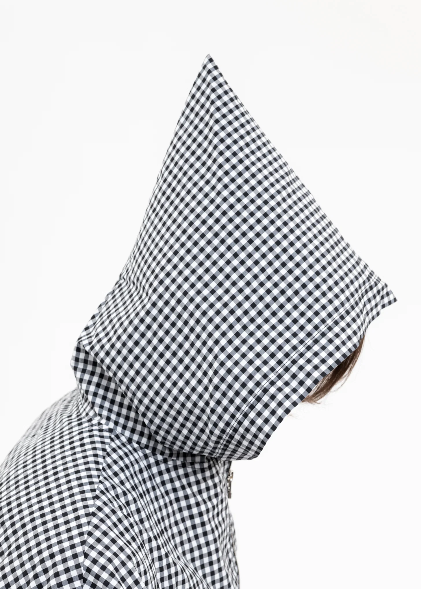 GREY GINGHAM ZIPUP HOODIE - Image 5