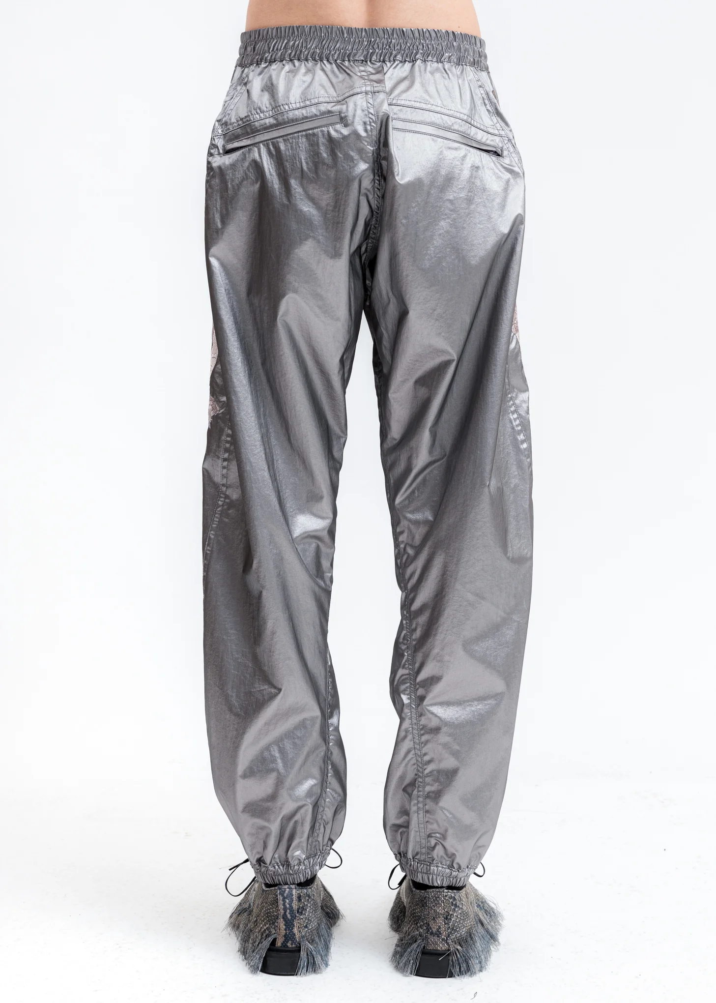 Grey Gradation Chaos Embroidery Track Pants - Image 4