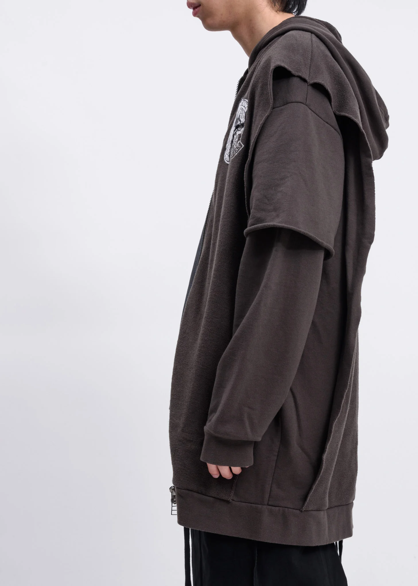 Grey Grass Layered Fleece Hoodie - Image 4