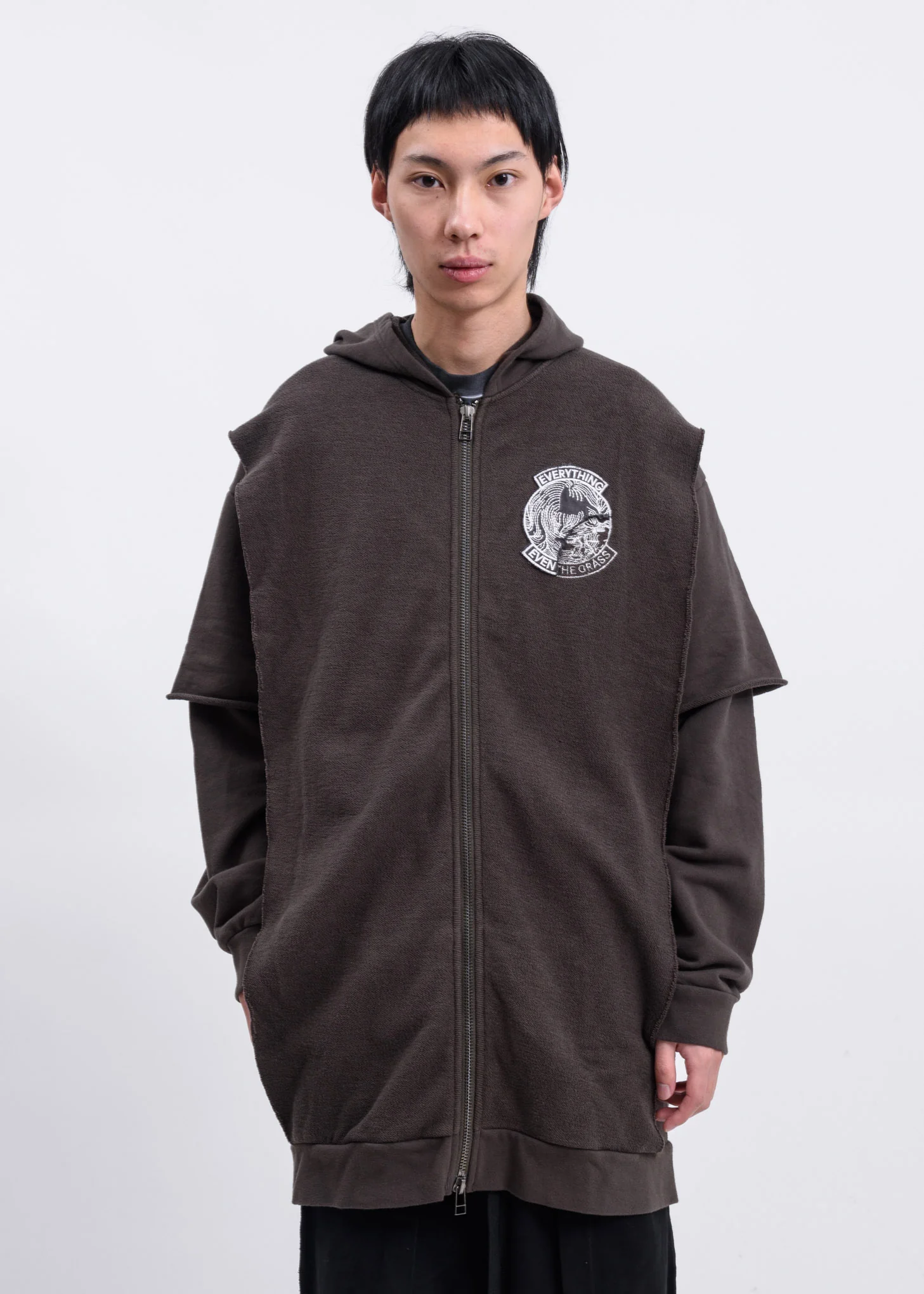 Grey Grass Layered Fleece Hoodie - Image 7