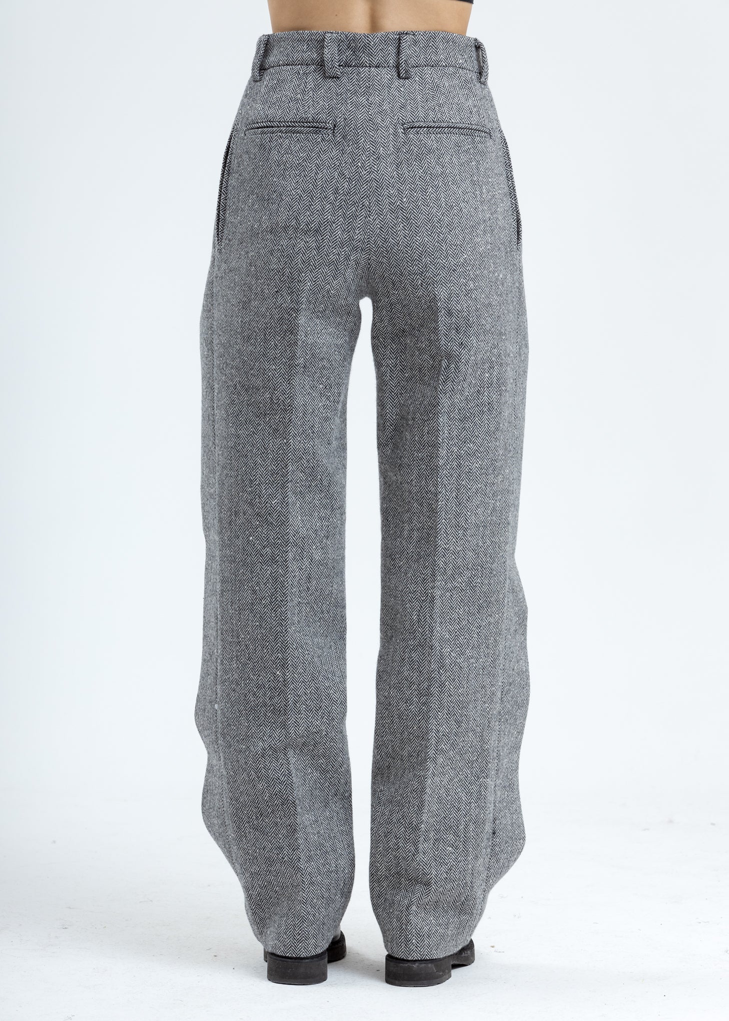 Grey Herringbone Side Hero Wide Pants - Image 3