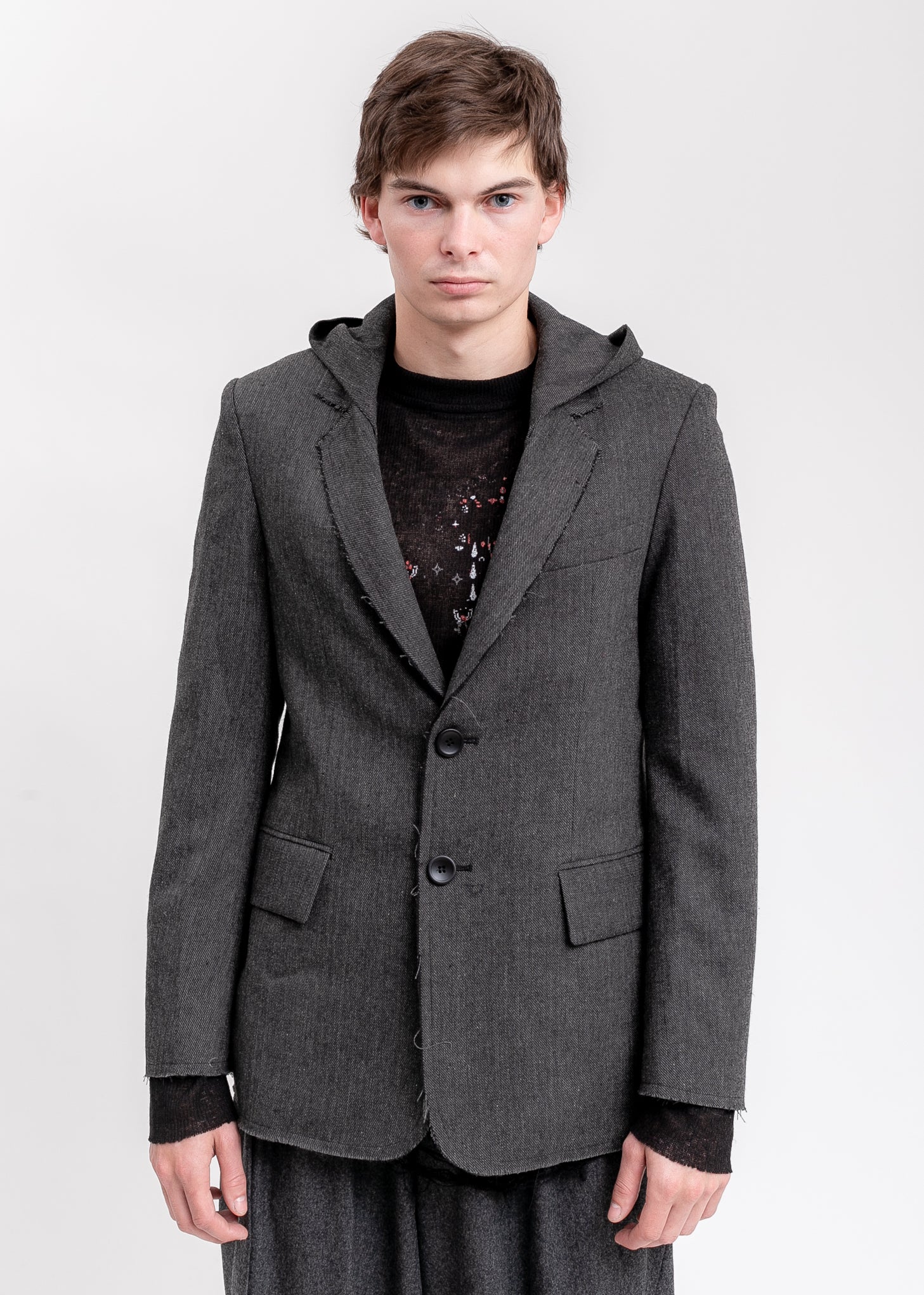 Grey Hooded Tailored Blazer - Image 4