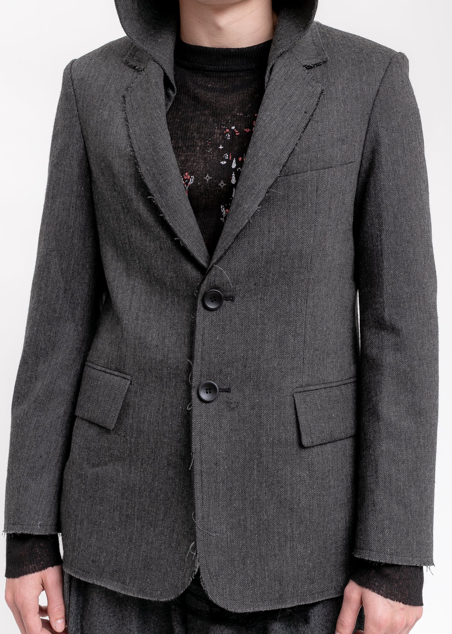 Grey Hooded Tailored Blazer - Image 6