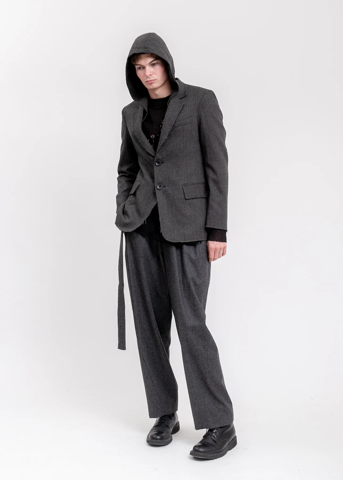 Grey Hooded Tailored Blazer - Image 7