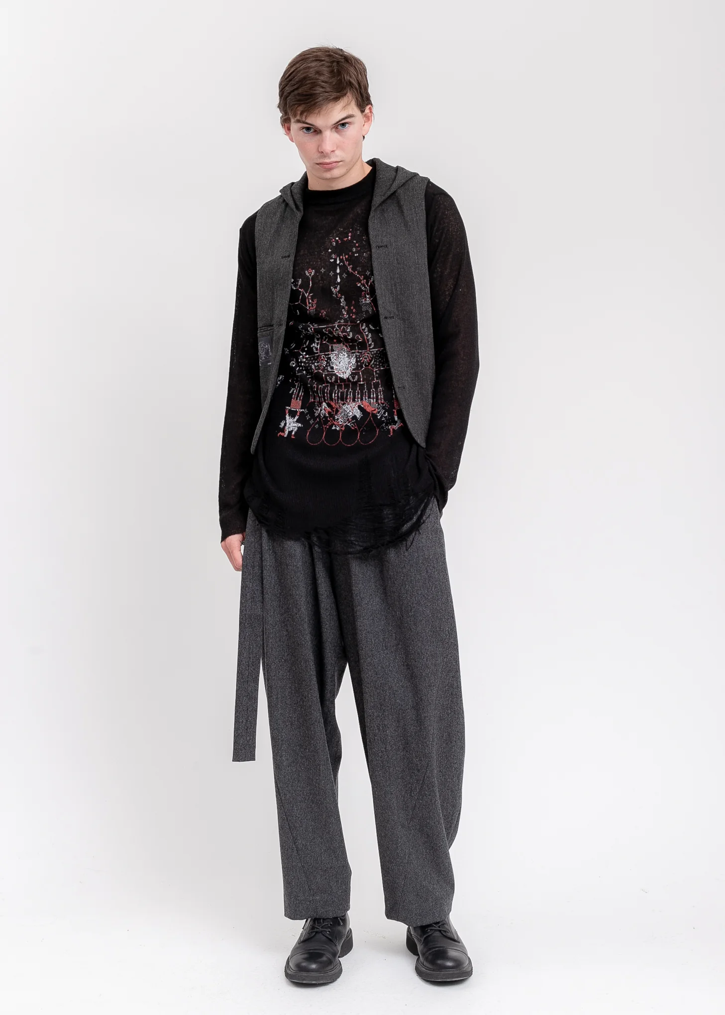 Grey Hooded Tailored Blazer - Image 8