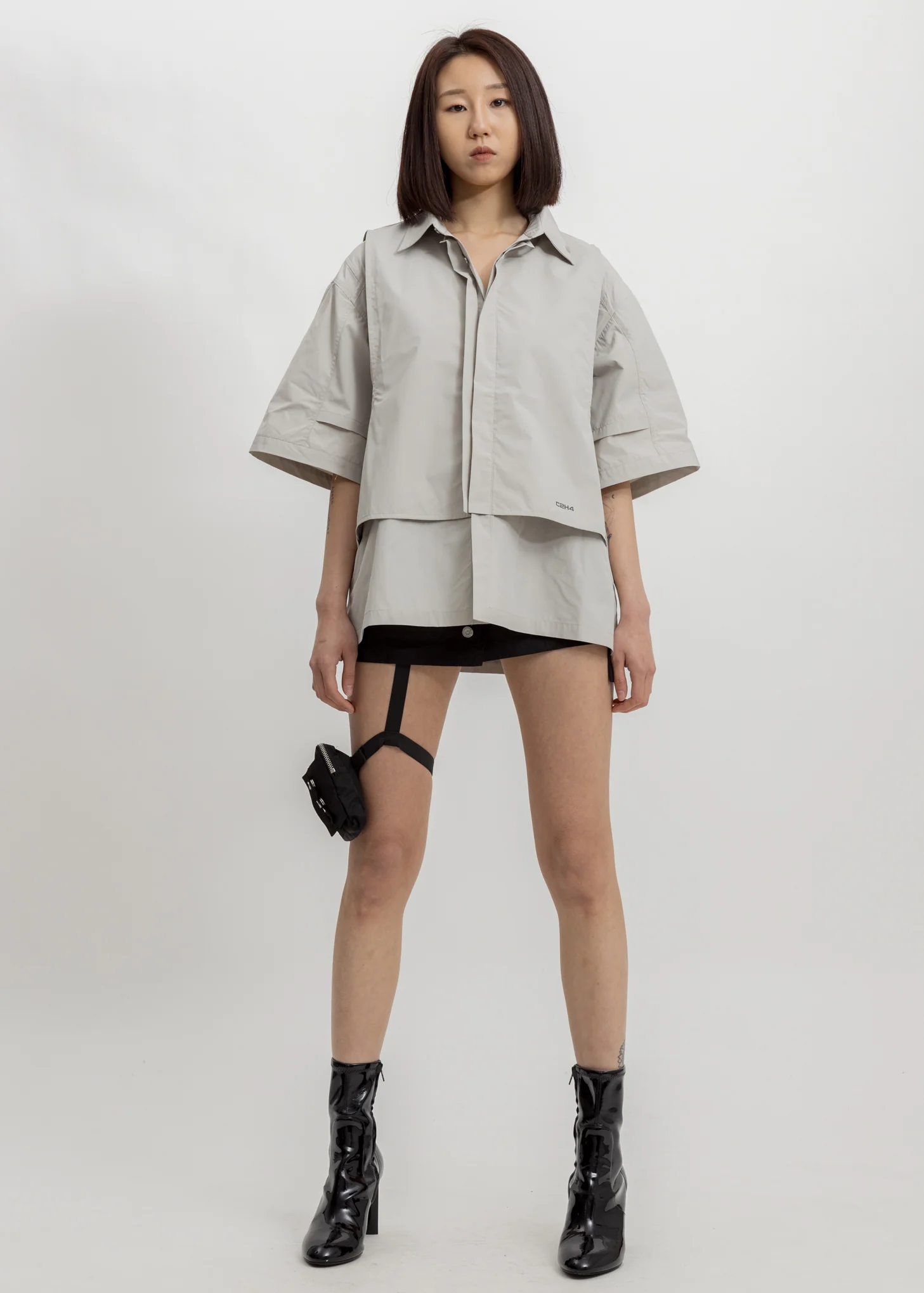 Grey Intervein Layered Shirt - Image 4