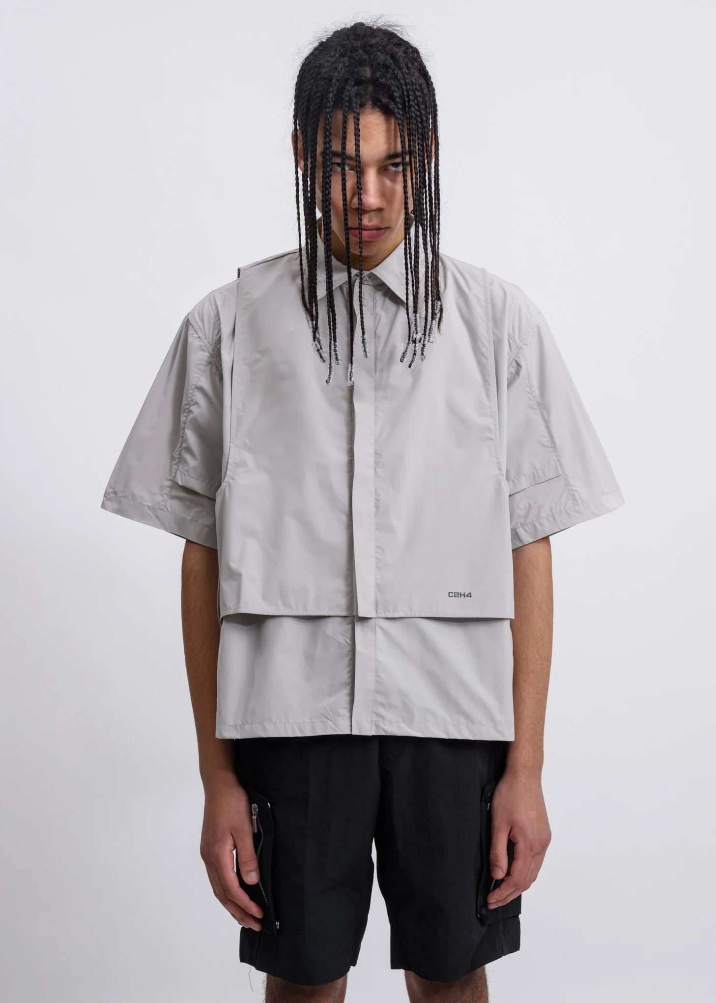 Grey Intervein Layered Shirt