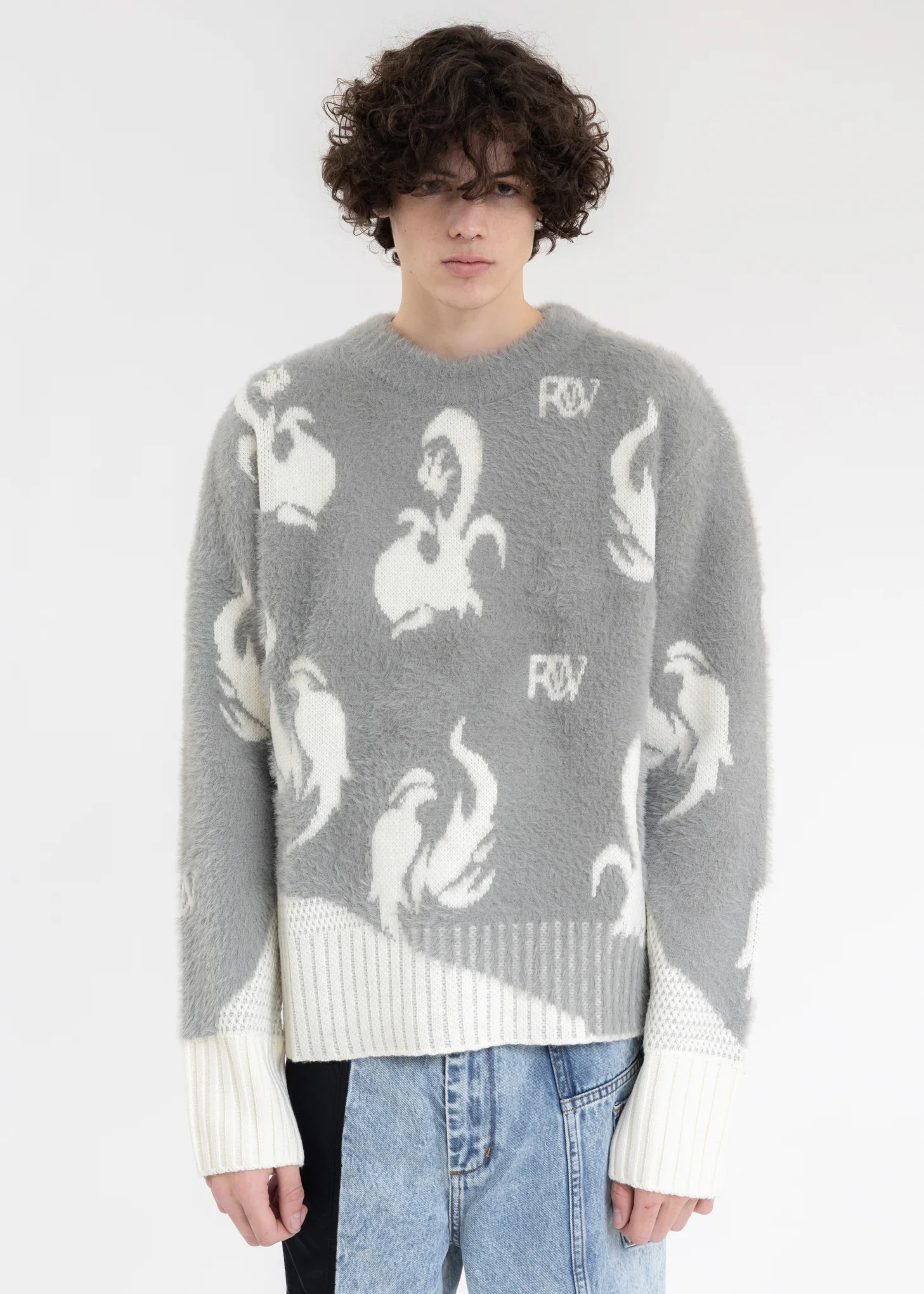 Grey JACQUARD PULLOVER SWEATER