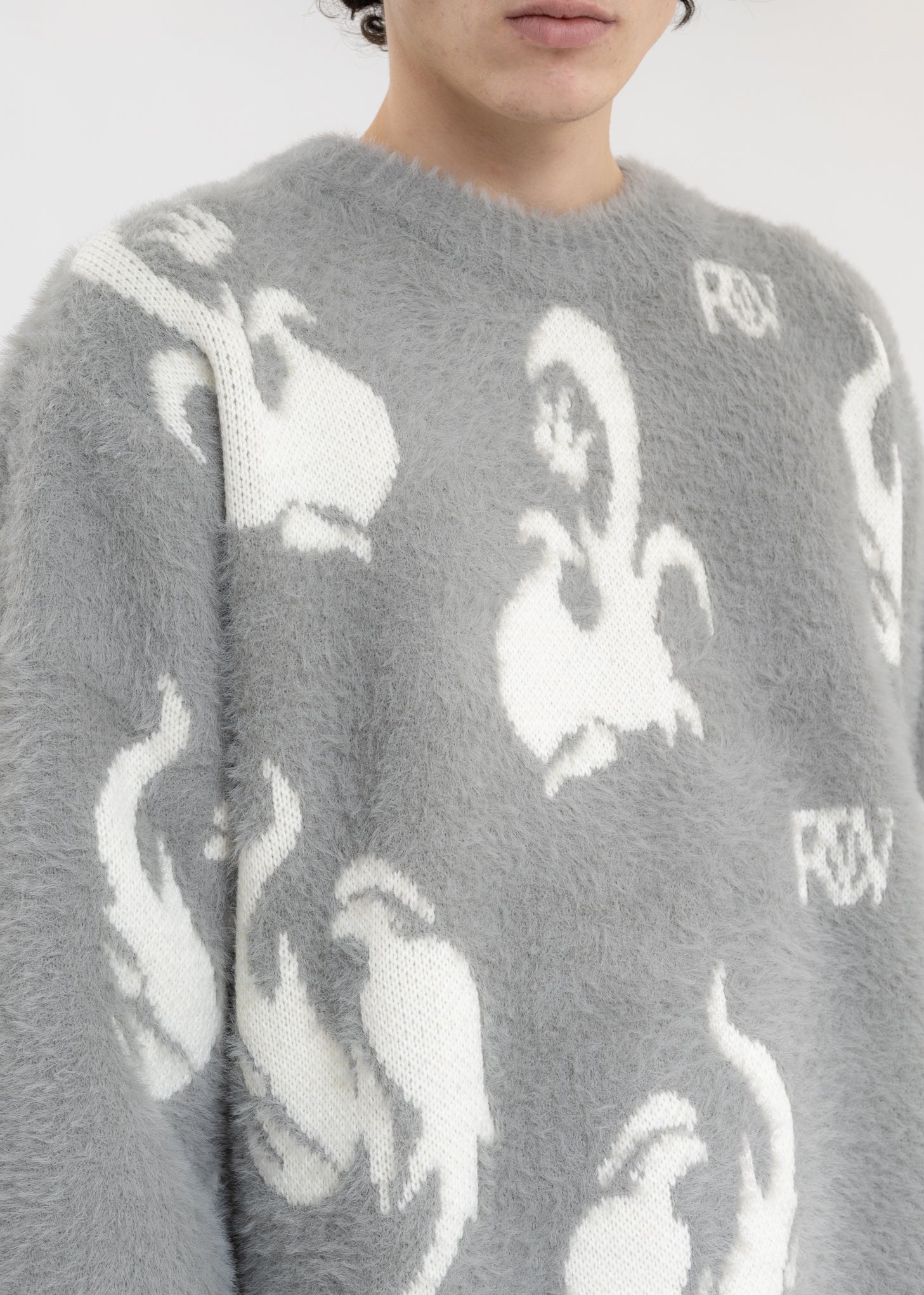 Grey JACQUARD PULLOVER SWEATER - Image 4