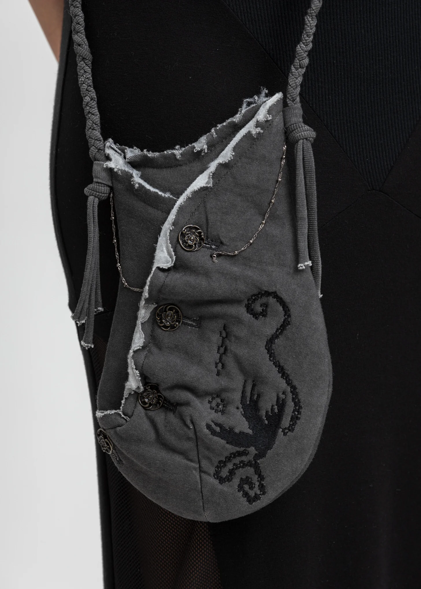 Grey Jersey Pocket Bag - Image 3