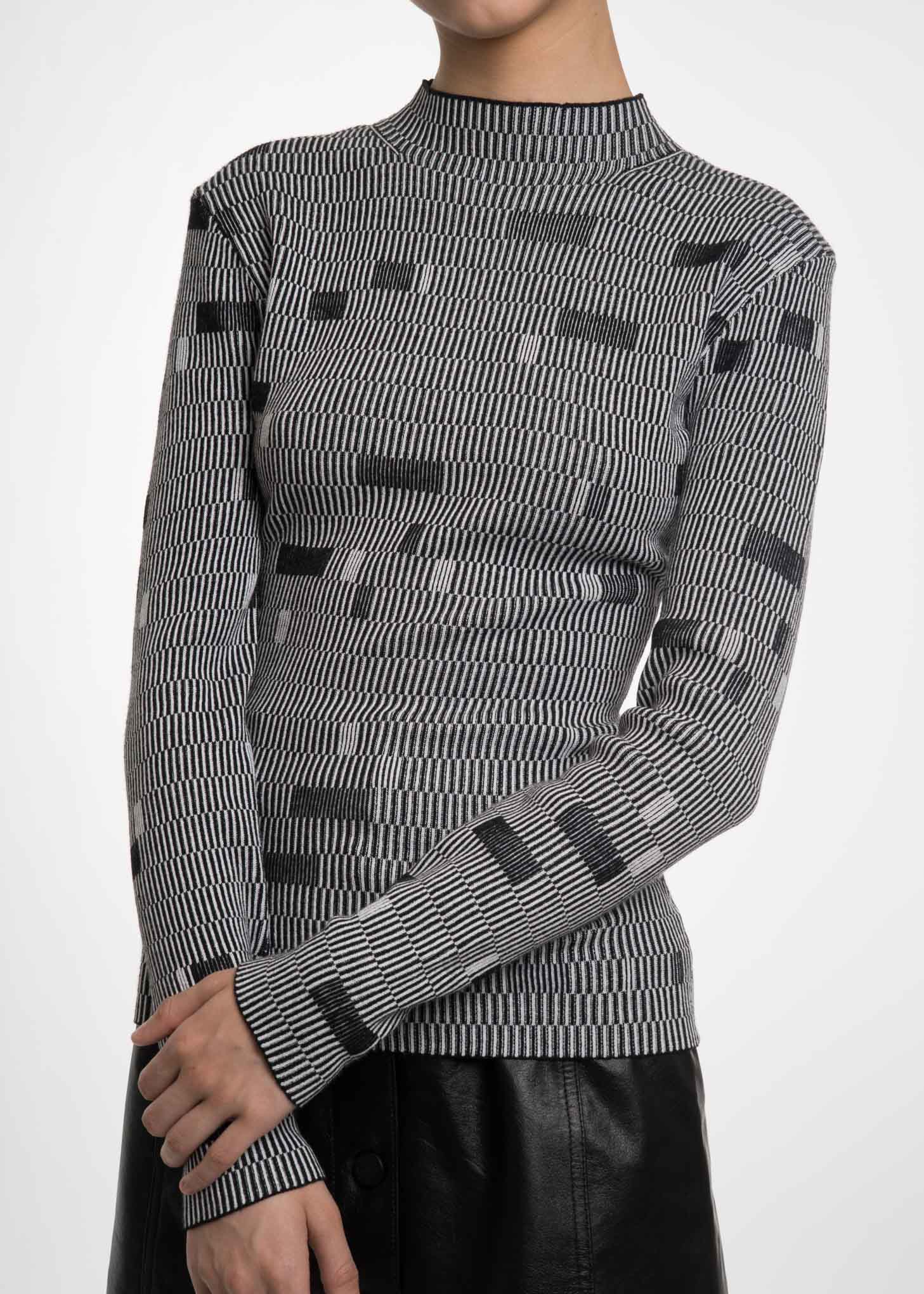 Grey Juliette Tee Checked Knit Top
