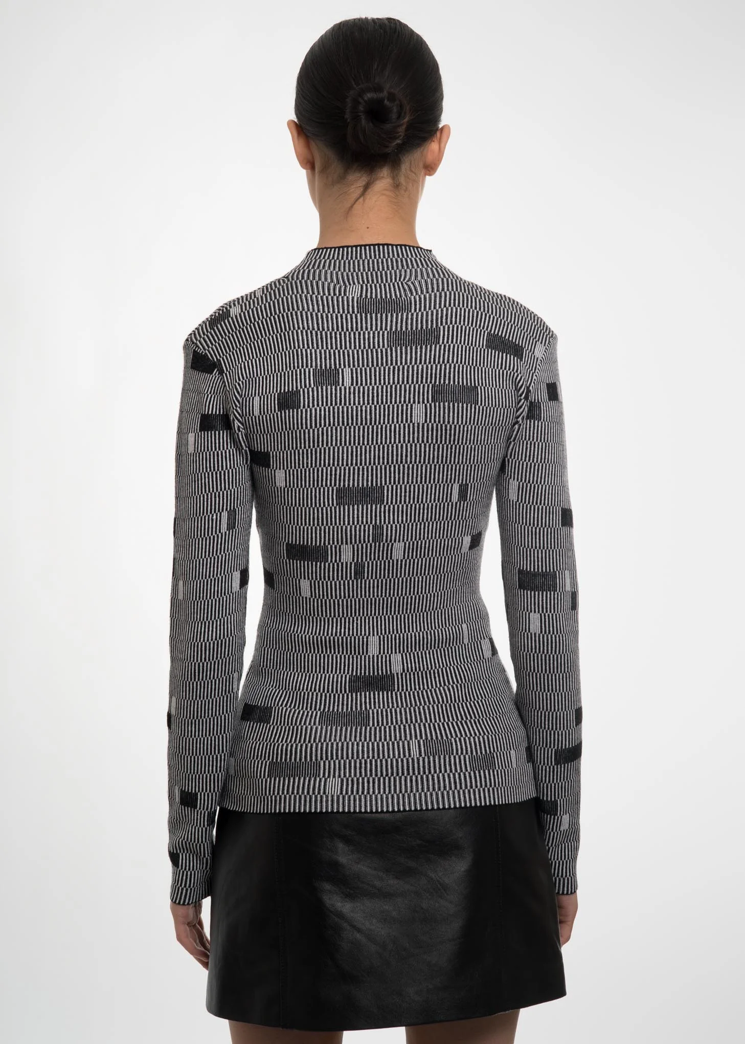 Grey Juliette Tee Checked Knit Top - Image 3