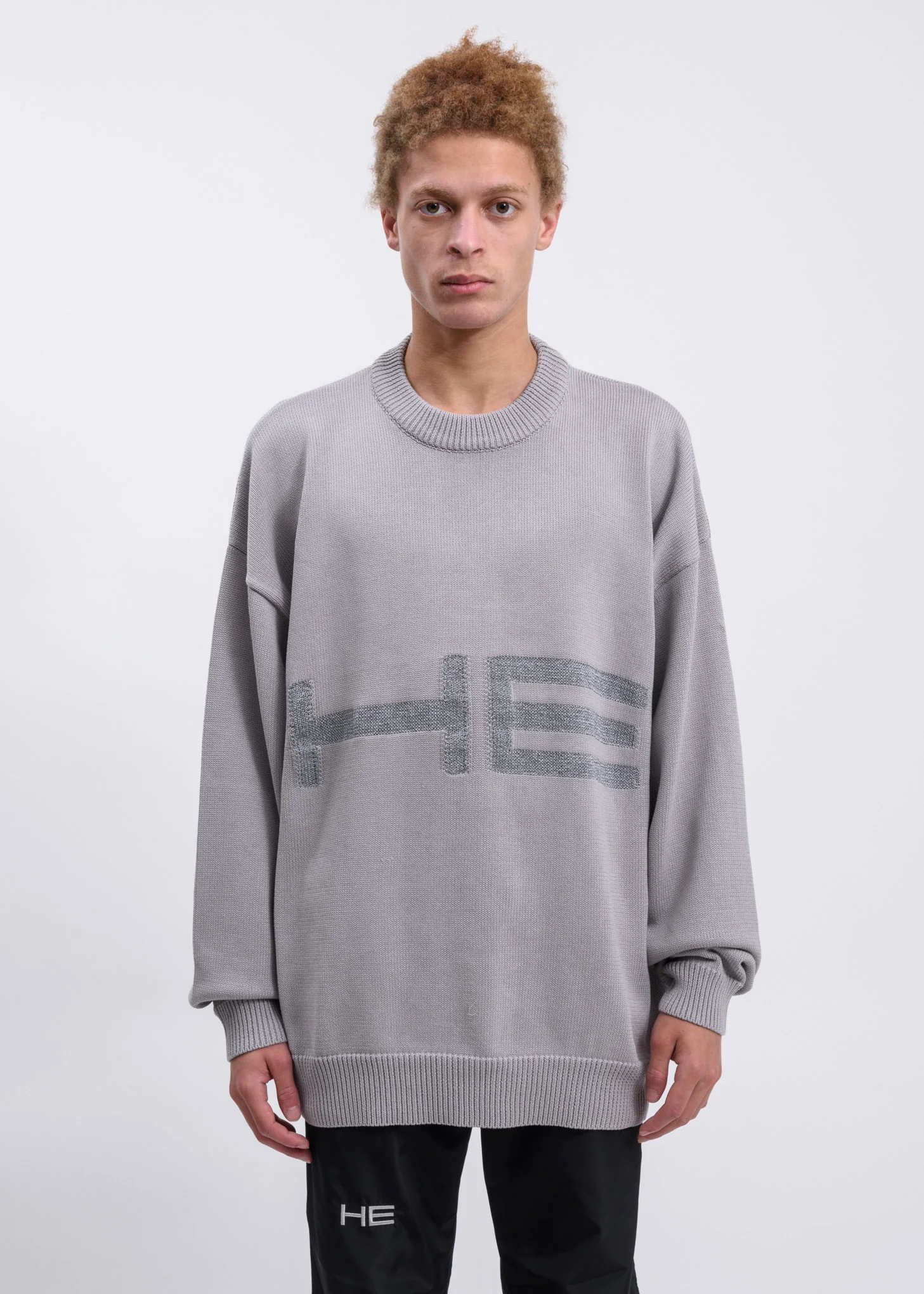 Grey Knit Sweater With Reflective Graphics