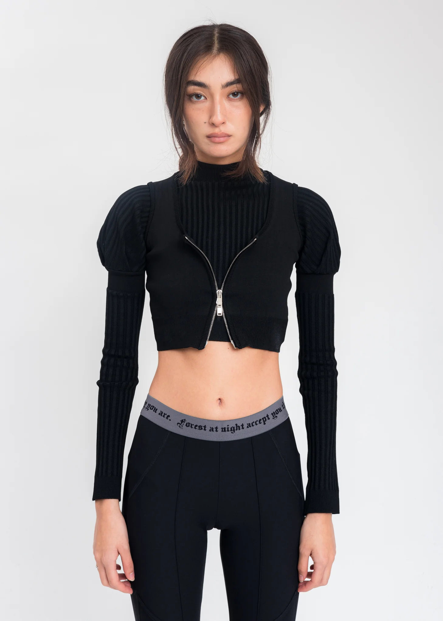 Black Layered Cropped Sweater